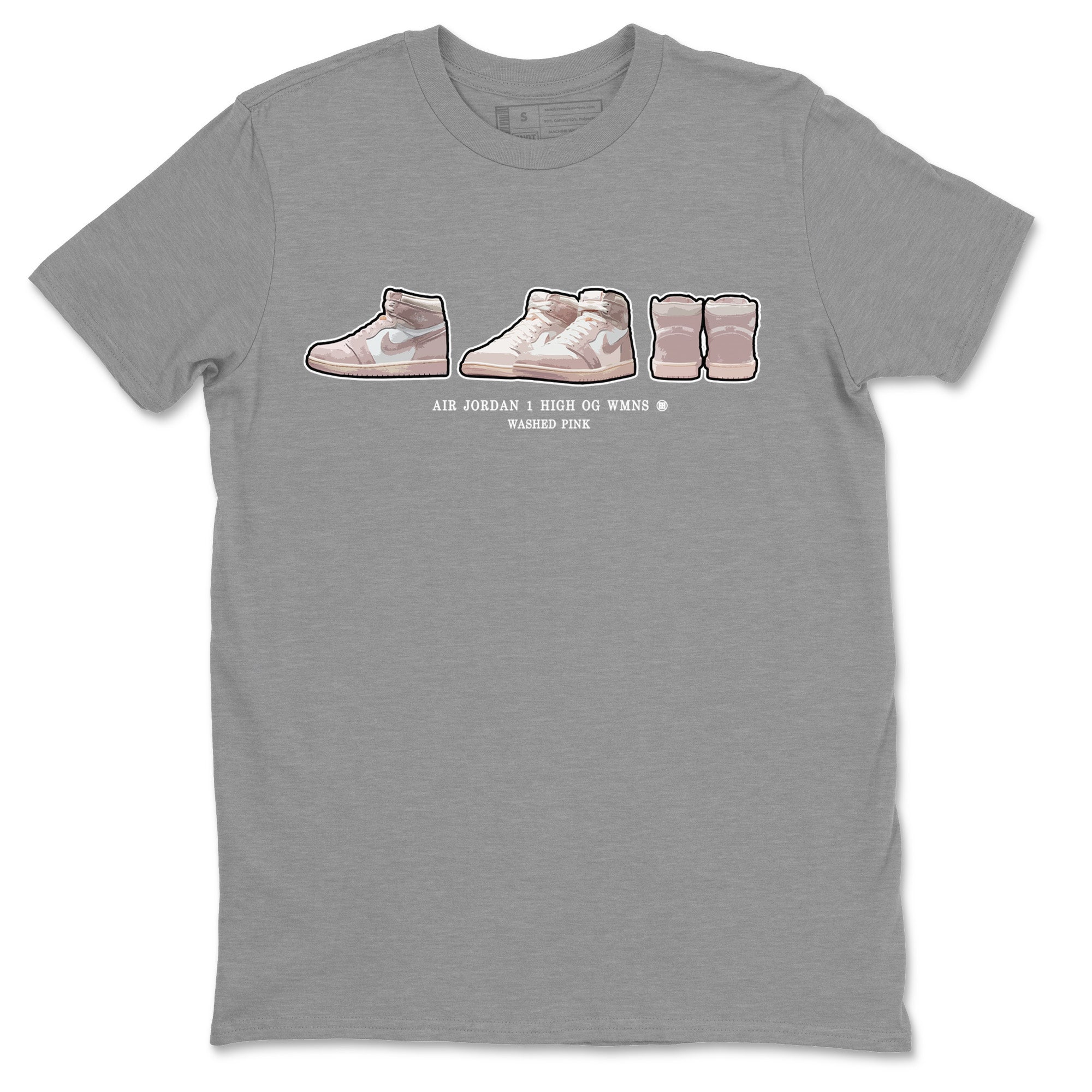 Air Jordan 1 Washed Pink Sneaker Match Tees Sneaker Prelude Streetwear Sneaker Shirt Air Jordan 1 High OG WMNS Washed Pink Sneaker Release Tees Unisex Shirts Heather Grey 2
