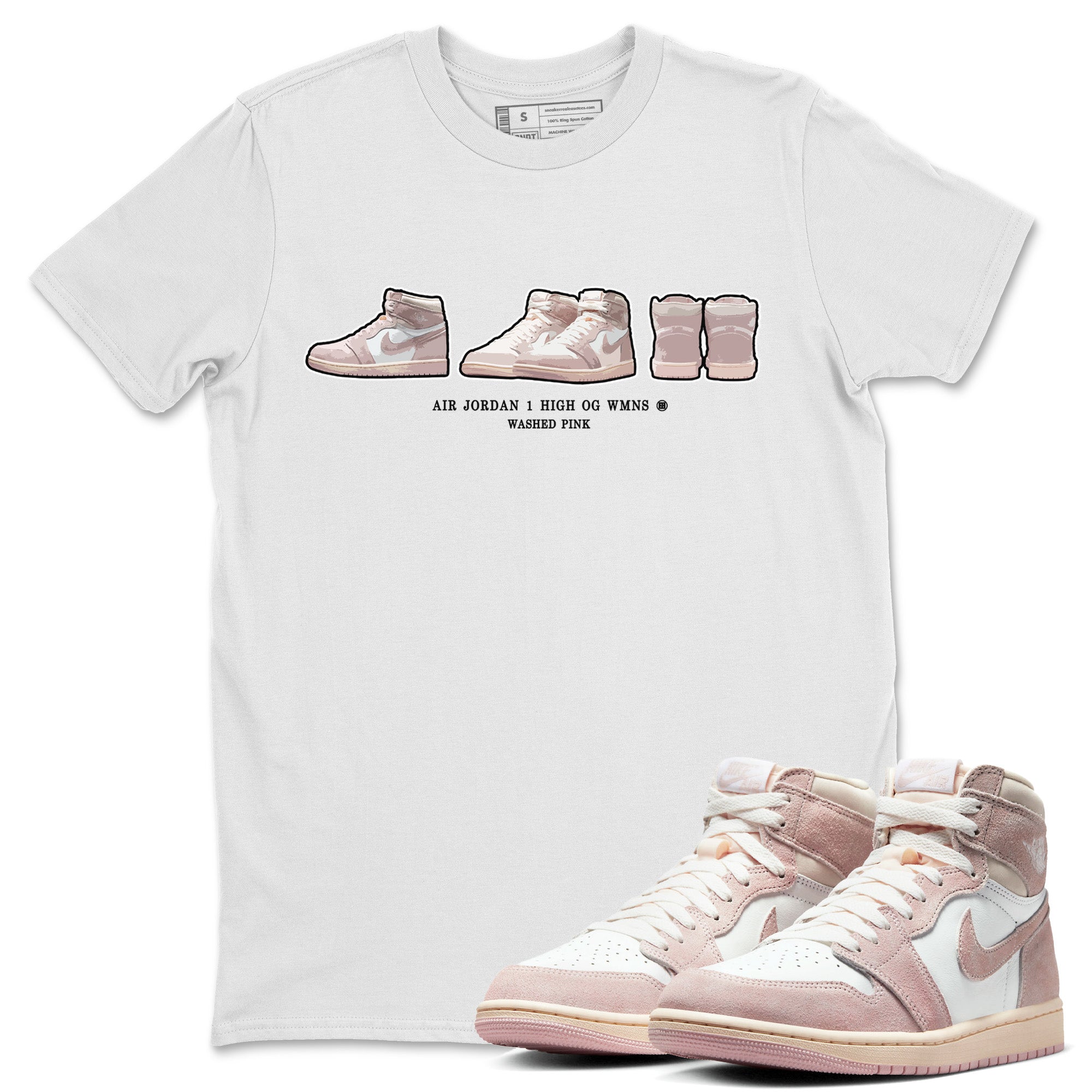 Air Jordan 1 Washed Pink Sneaker Match Tees Sneaker Prelude Streetwear Sneaker Shirt Air Jordan 1 High OG WMNS Washed Pink Sneaker Release Tees Unisex Shirts White 1