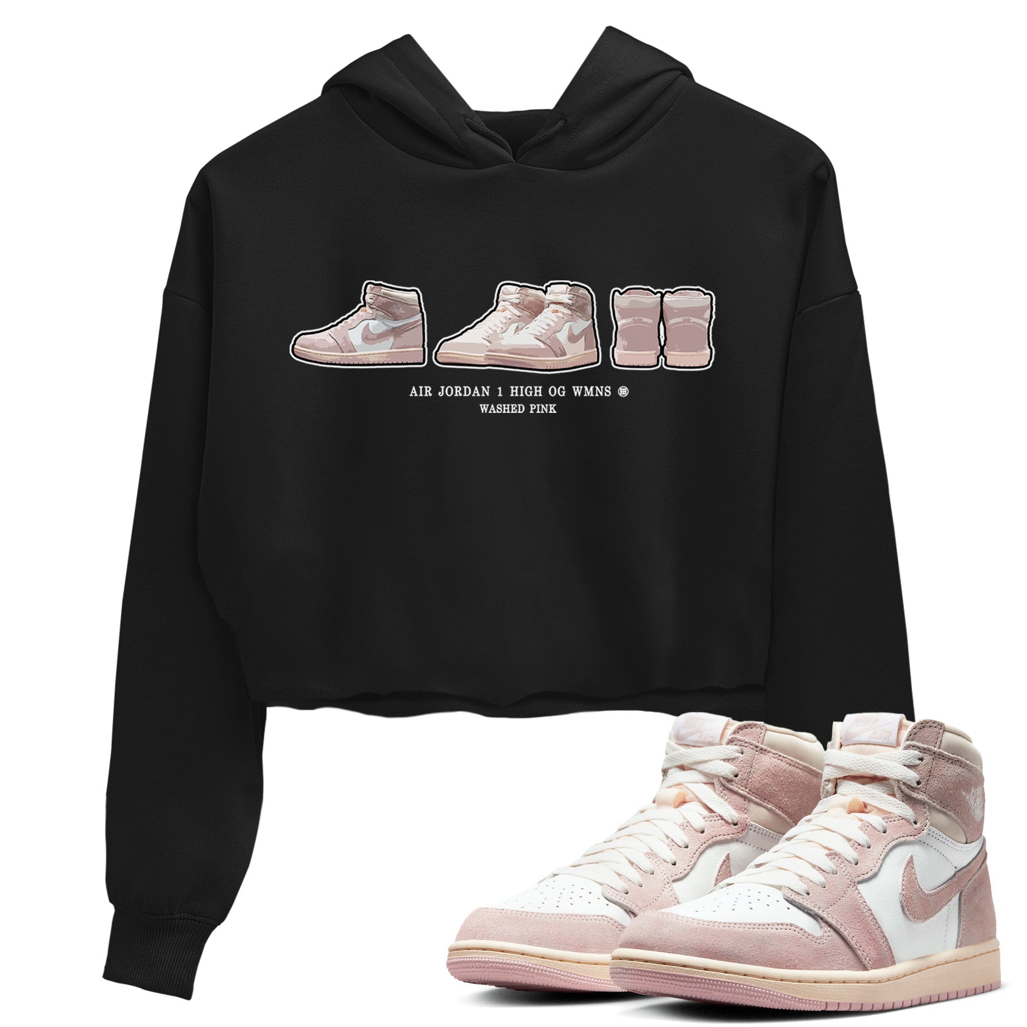 Air Jordan 1 Washed Pink Sneaker Match Tees Sneaker Prelude Streetwear Sneaker Shirt Air Jordan 1 High OG WMNS Washed Pink Sneaker Release Tees Women's Shirts Black 1