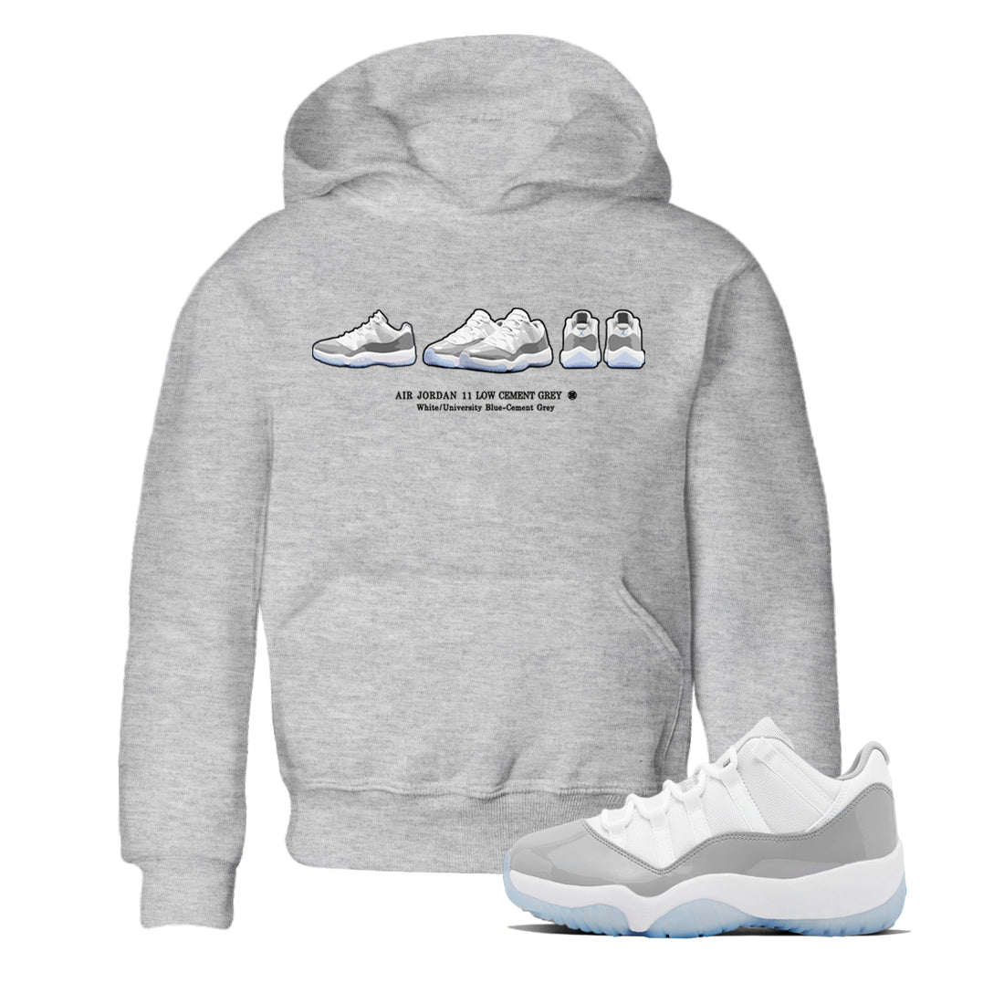 Air Jordan 11 White Cement Sneaker Match Tees Sneaker Prelude Streetwear Sneaker Shirt Air Jordan 11 Cement Grey Sneaker Release Tees Kids Shirts Heather Grey 1