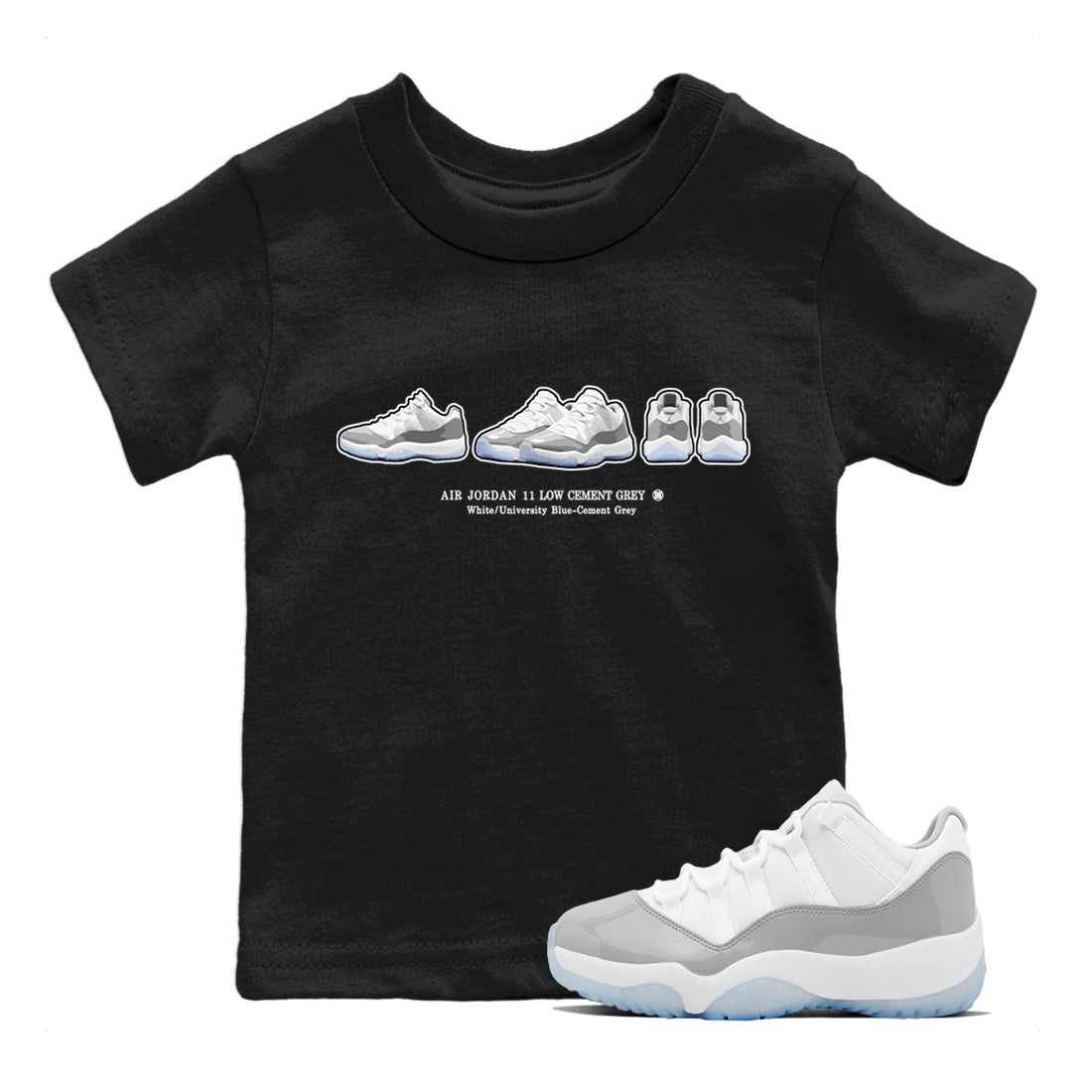 Air Jordan 11 White Cement Sneaker Match Tees Sneaker Prelude Streetwear Sneaker Shirt Air Jordan 11 Cement Grey Sneaker Release Tees Kids Shirts Black 1