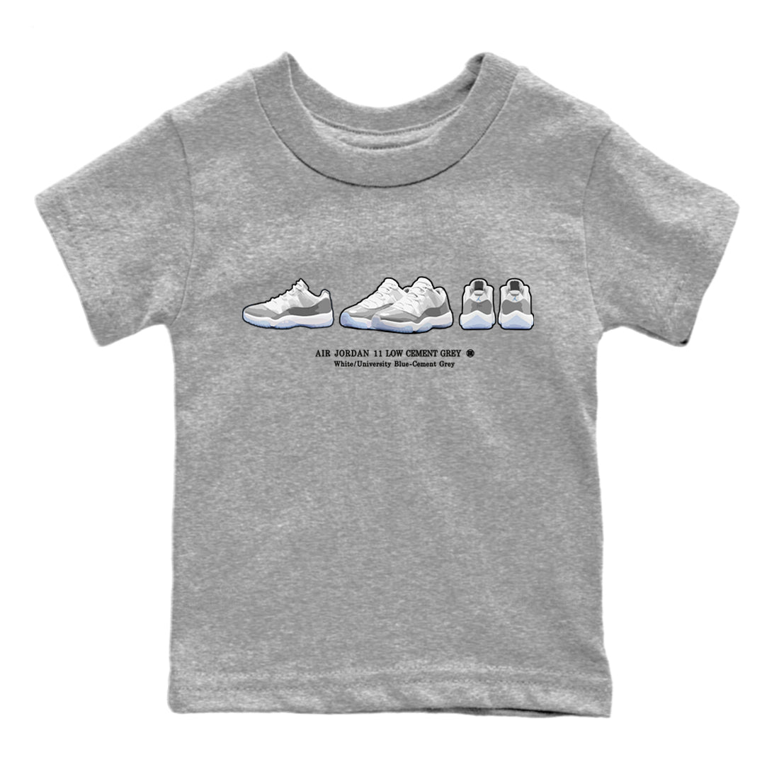 Air Jordan 11 White Cement Sneaker Match Tees Sneaker Prelude Streetwear Sneaker Shirt Air Jordan 11 Cement Grey Sneaker Release Tees Kids Shirts Heather Grey 2