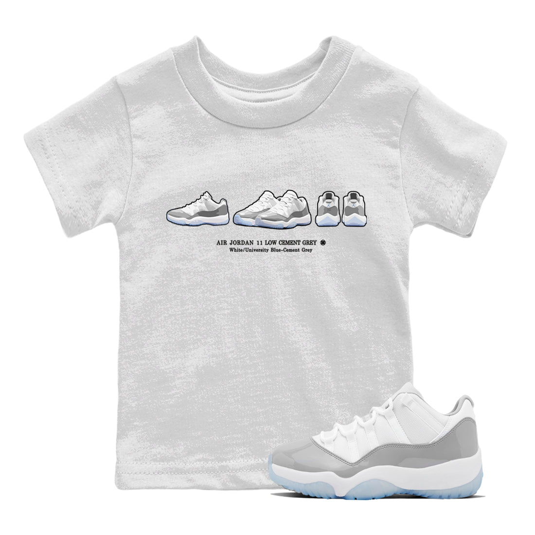 Air Jordan 11 White Cement Sneaker Match Tees Sneaker Prelude Streetwear Sneaker Shirt Air Jordan 11 Cement Grey Sneaker Release Tees Kids Shirts White 1