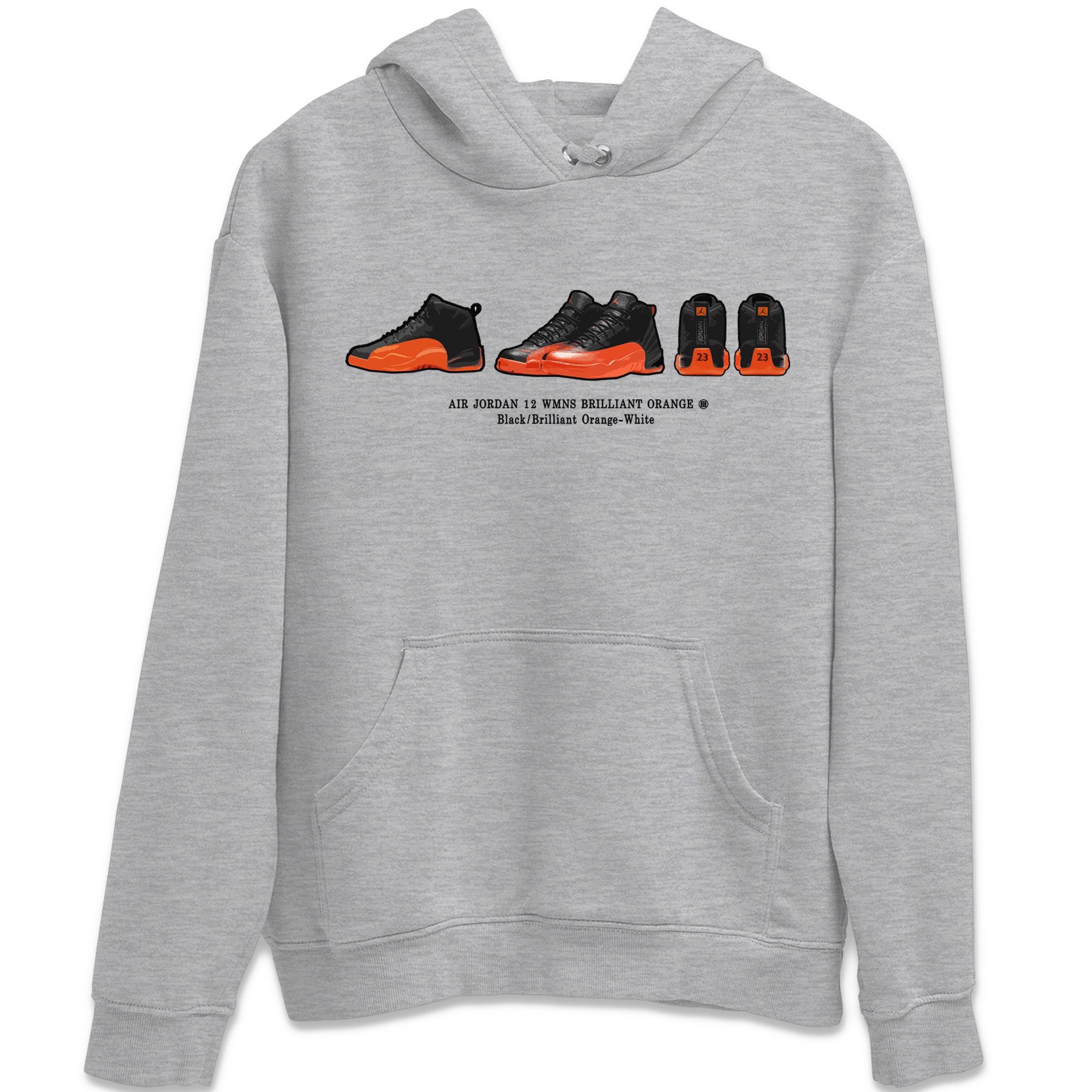 Air Jordan 12 Brilliant Orange Sneaker Match Tees Sneaker Prelude t shirt Air Jordan 12 WMNS Brilliant Orange Streetwear Sneaker Shirt Unisex Shirts Heather Grey 2