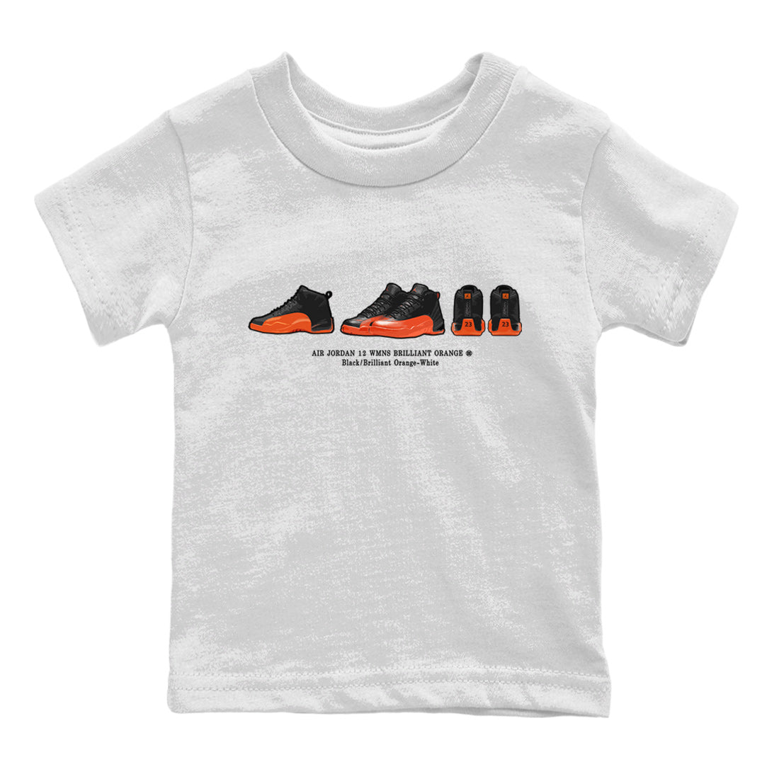 Air Jordan 12 Brilliant Orange Sneaker Match Tees Sneaker Prelude t shirt Air Jordan 12 WMNS Brilliant Orange Streetwear Sneaker Shirt Kids Shirts White 2