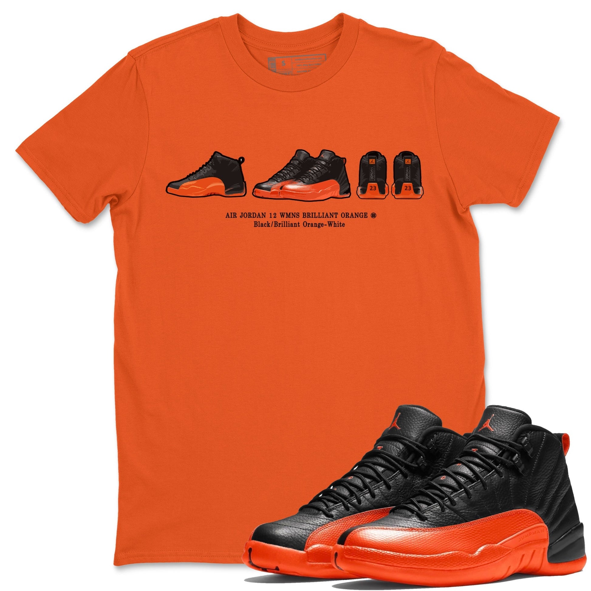 Air Jordan 12 Brilliant Orange Sneaker Prelude Crew Neck t shirt Air Jordan 12 Brilliant Orange Sneaker T-Shirts Washing and Care Tip