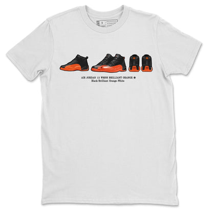 Air Jordan 12 Brilliant Orange Sneaker Match Tees Sneaker Prelude t shirt Air Jordan 12 WMNS Brilliant Orange Streetwear Sneaker Shirt Unisex Shirts White 2