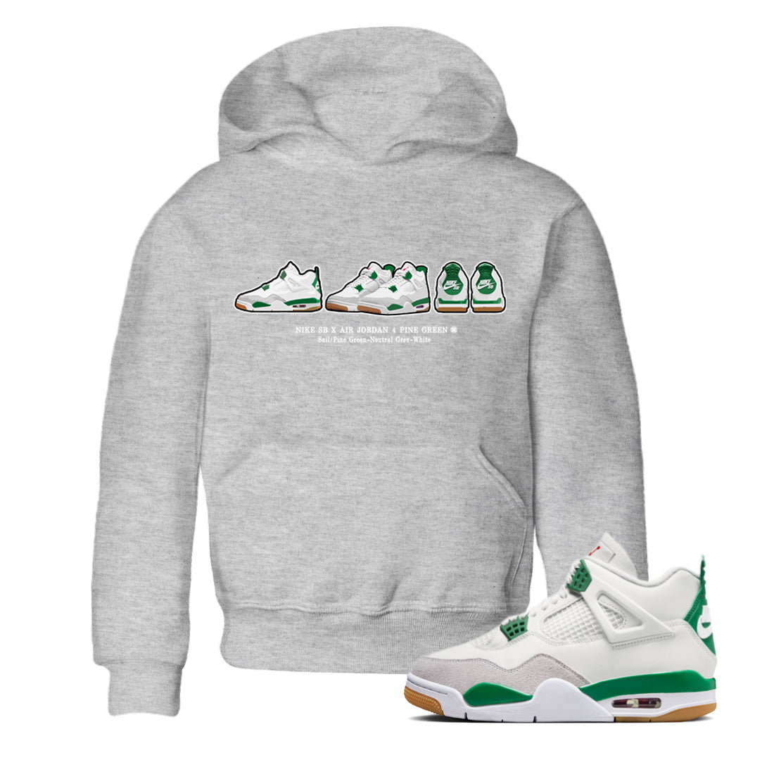 Air Jordan 4 Pine Green Sneaker Match Tees Sneaker Prelude Streetwear Sneaker Shirt Nike SB Air Jordan 4 Pine Green Sneaker Release Tees Kids Shirts Heather Grey 1