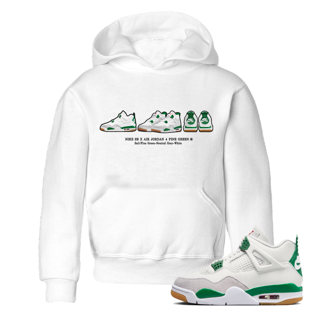 Air Jordan 4 Pine Green Sneaker Match Tees Sneaker Prelude Streetwear Sneaker Shirt Nike SB Air Jordan 4 Pine Green Sneaker Release Tees Kids Shirts White 1