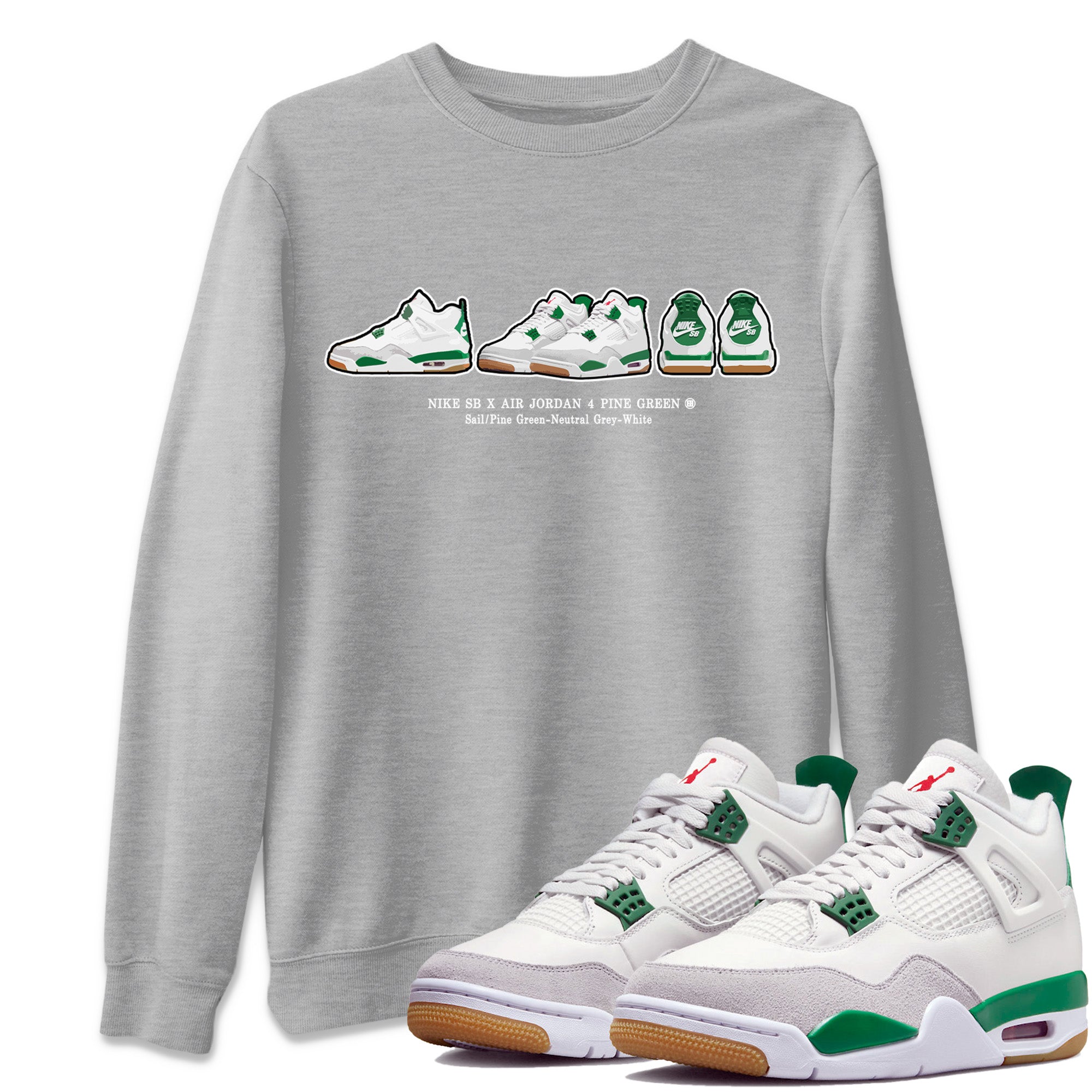 Air Jordan 4 Pine Green Sneaker Match Tees Sneaker Prelude Streetwear Sneaker Shirt Nike SB Air Jordan 4 Pine Green Sneaker Release Tees Unisex Shirts Heather Grey 1