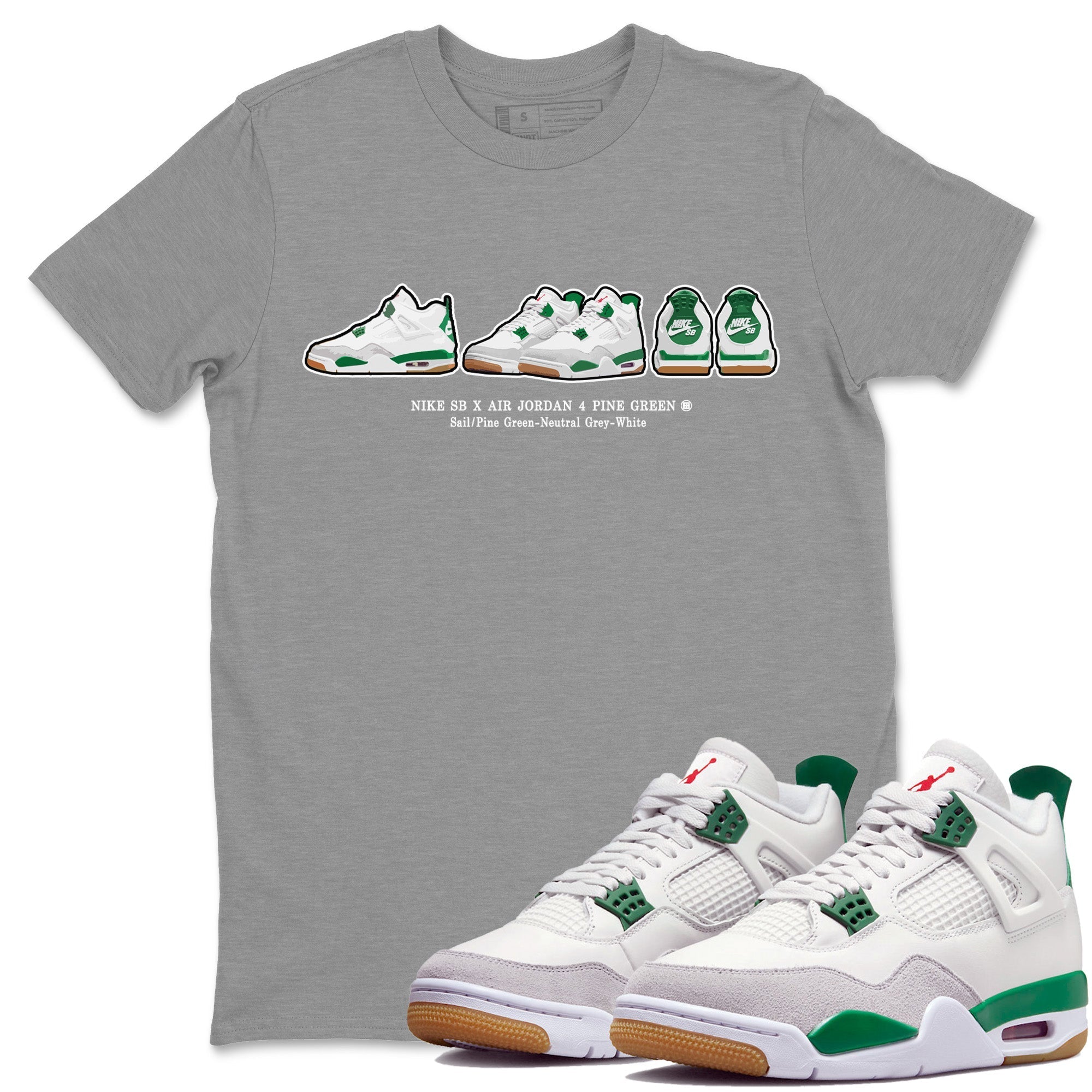 Air Jordan 4 Pine Green Sneaker Prelude Crew Neck Streetwear Sneaker Shirt Nike SB Air Jordan 4 Pine Green Sneaker T-Shirts Size Chart