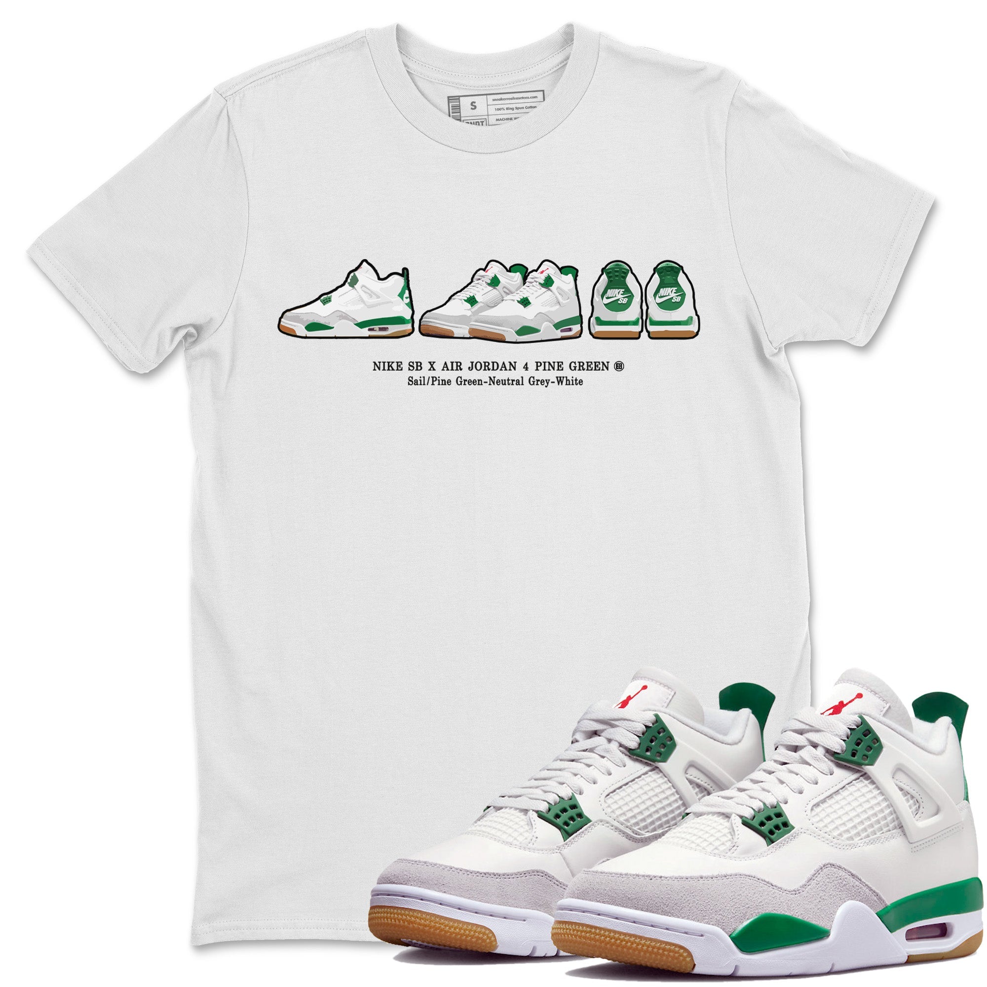Air Jordan 4 Pine Green Sneaker Match Tees Sneaker Prelude Streetwear Sneaker Shirt Nike SB Air Jordan 4 Pine Green Sneaker Release Tees Unisex Shirts White 1
