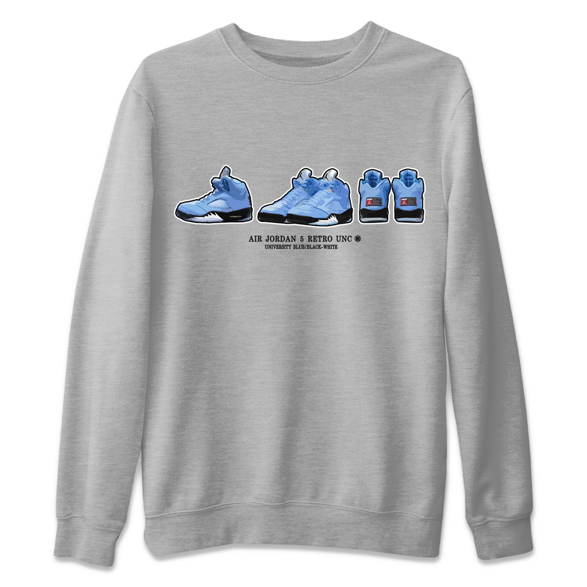 Air Jordan 5 UNC Shirt To Match Jordans Sneaker Prelude Sneaker Tees Air Jordan 5 Retro UNC Drip Gear Zone Sneaker Matching Clothing Unisex Shirts Heather Grey 2