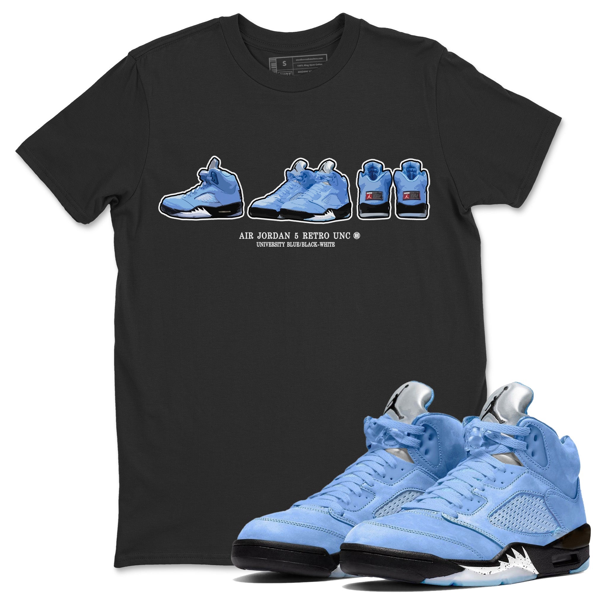 Air Jordan 5 UNC Shirt To Match Jordans Sneaker Prelude Sneaker Tees Air Jordan 5 Retro UNC Drip Gear Zone Sneaker Matching Clothing Unisex Shirts Black 1