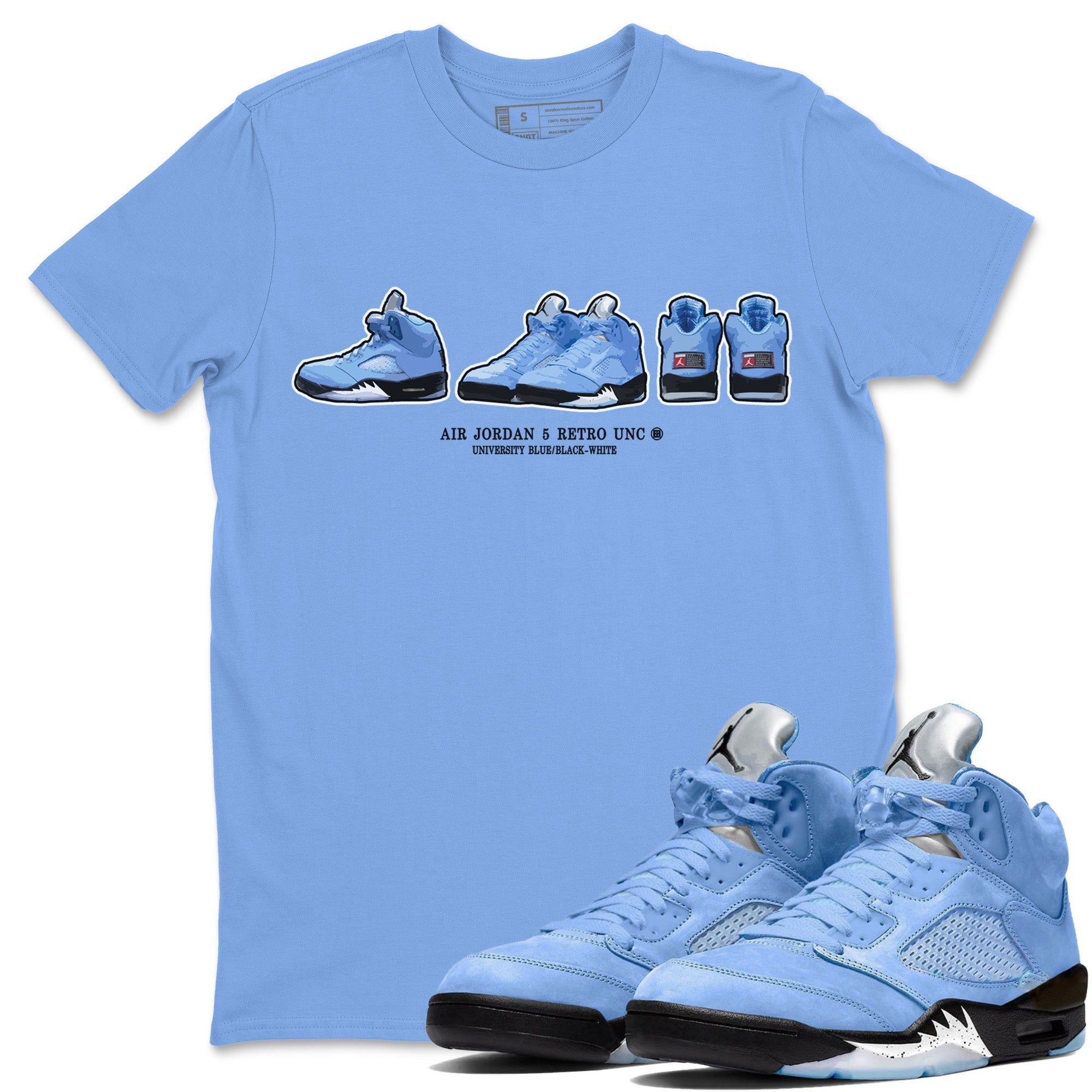 Air Jordan 5 UNC Sneaker Prelude Crew Neck Sneaker Tees Air Jordan 5 Retro UNC Sneaker T-Shirts Washing and Care Tip