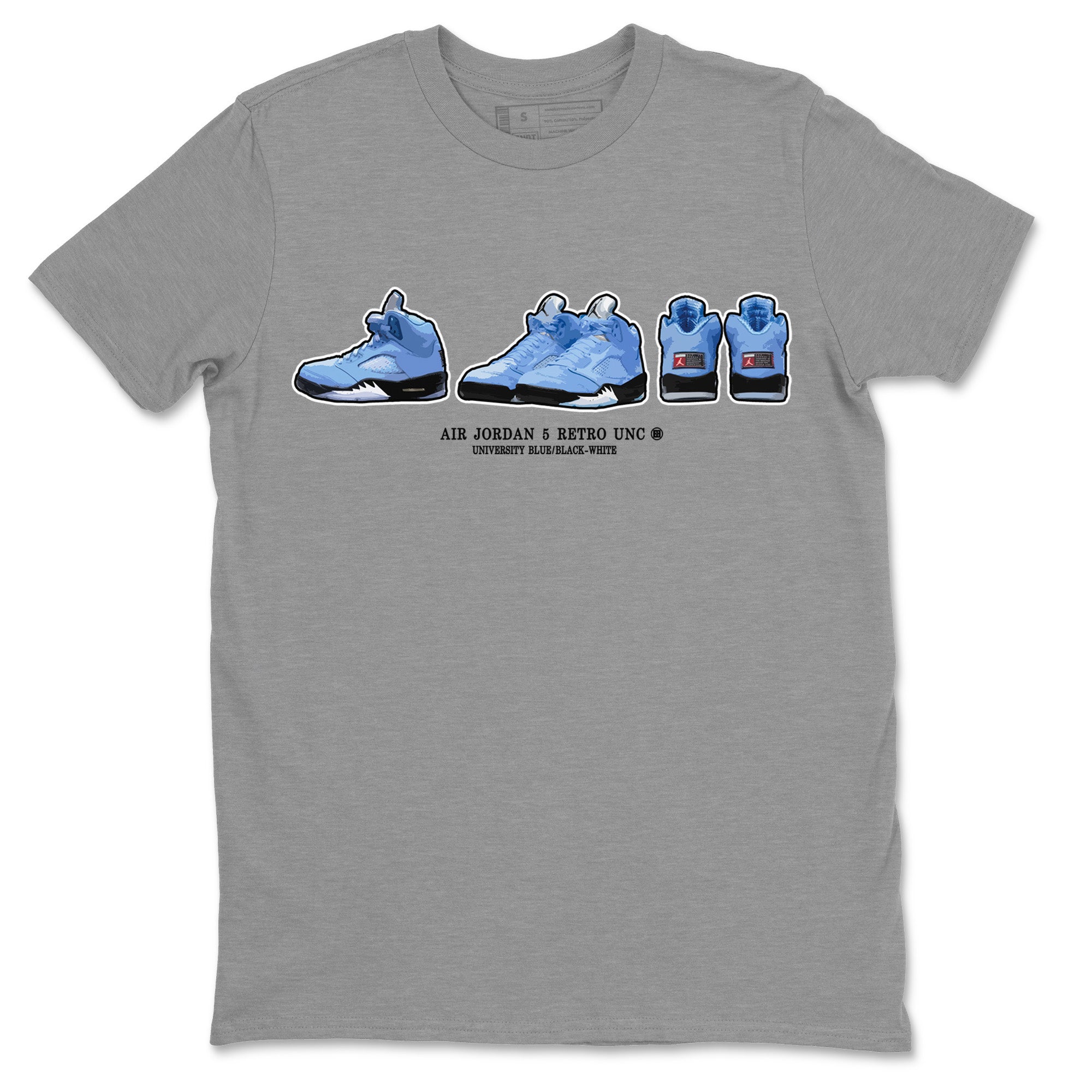Air Jordan 5 UNC Shirt To Match Jordans Sneaker Prelude Sneaker Tees Air Jordan 5 Retro UNC Drip Gear Zone Sneaker Matching Clothing Unisex Shirts Heather Grey 2