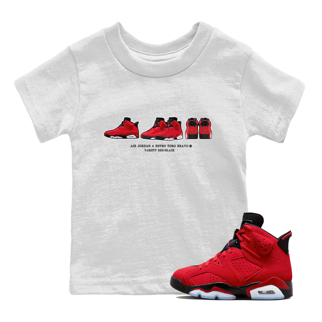 Air Jordan 6 Toro Bravo Sneaker Match Tees Sneaker Prelude Streetwear Sneaker Shirt Air Jordan 6 Toro Tees Kids Shirts White 1