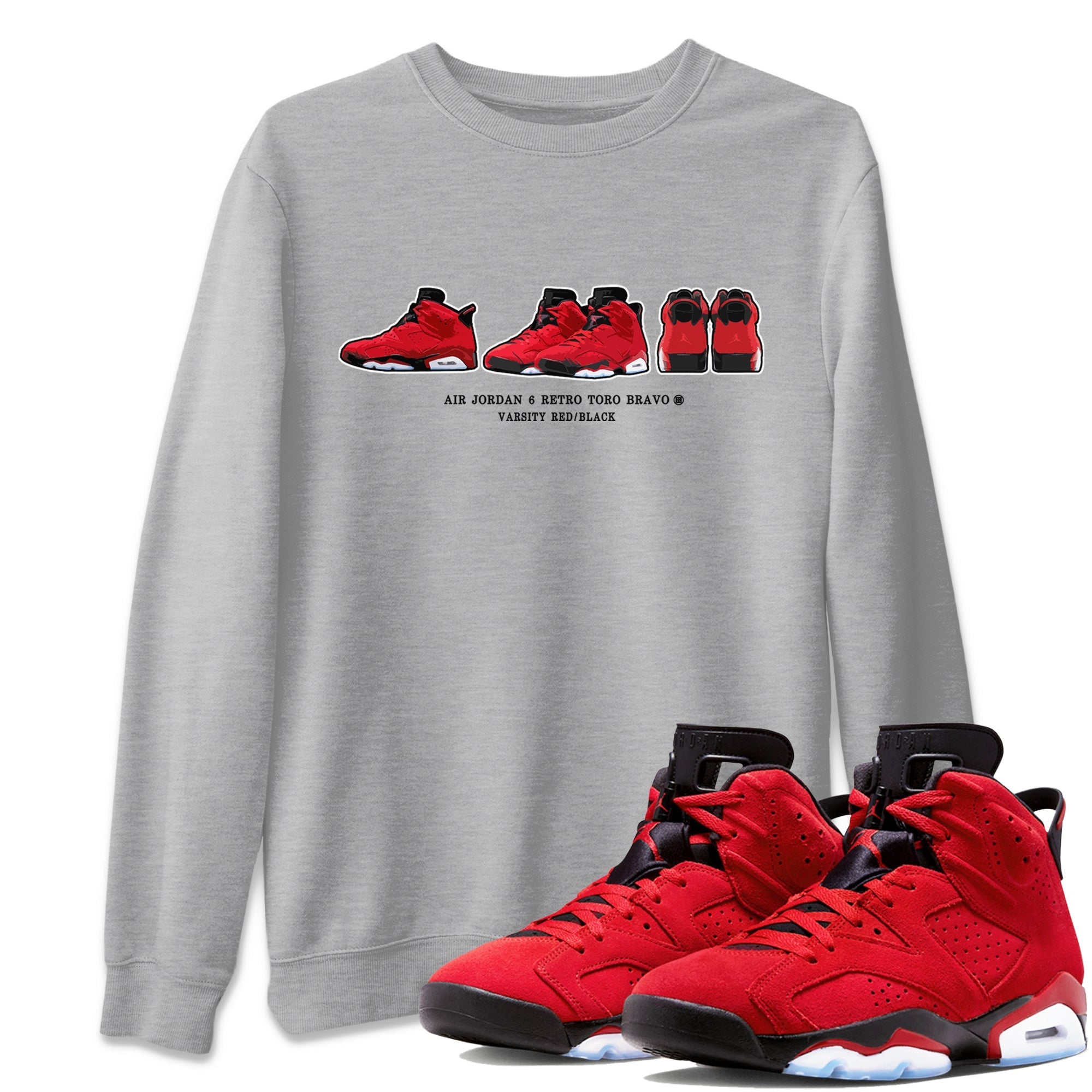 Air Jordan 6 Toro Bravo Sneaker Match Tees Sneaker Prelude Streetwear Sneaker Shirt Air Jordan 6 Toro Tees Unisex Shirts Heather Grey 1