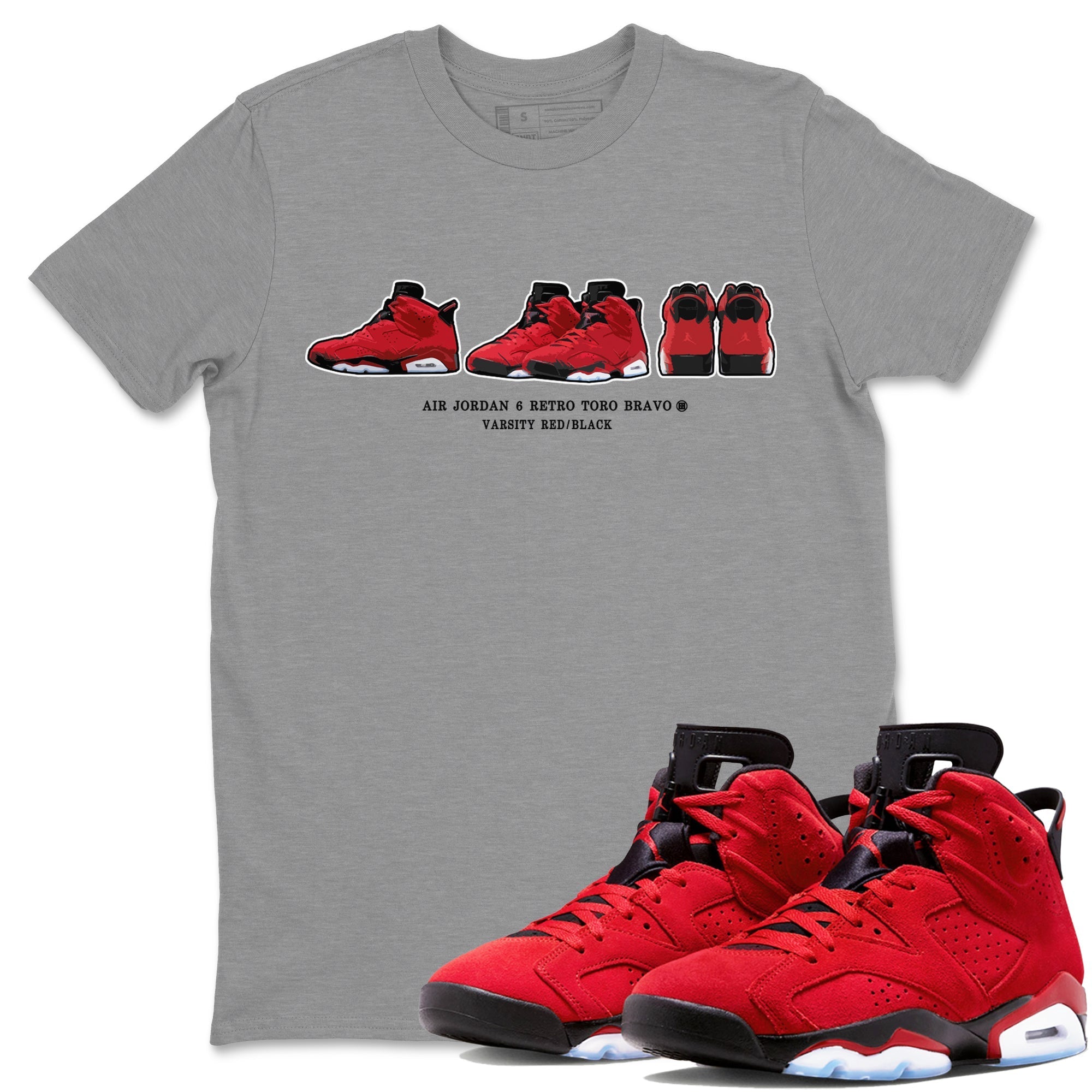 Air Jordan 6 Toro Bravo Sneaker Match Tees Sneaker Prelude Streetwear Sneaker Shirt Air Jordan 6 Toro Tees Unisex Shirts Heather Grey 1