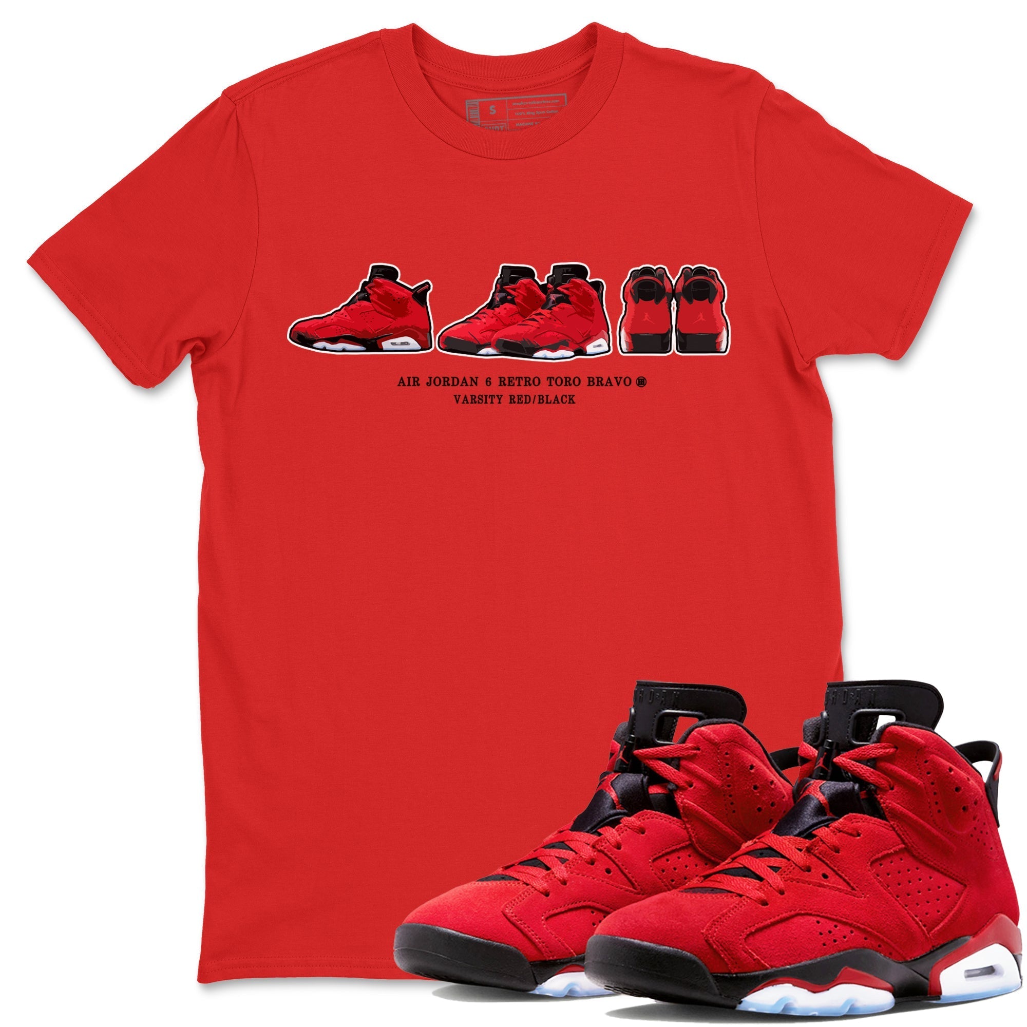 Air Jordan 6 Toro Bravo Sneaker Match Tees Sneaker Prelude Streetwear Sneaker Shirt Air Jordan 6 Toro Tees Unisex Shirts Red 1
