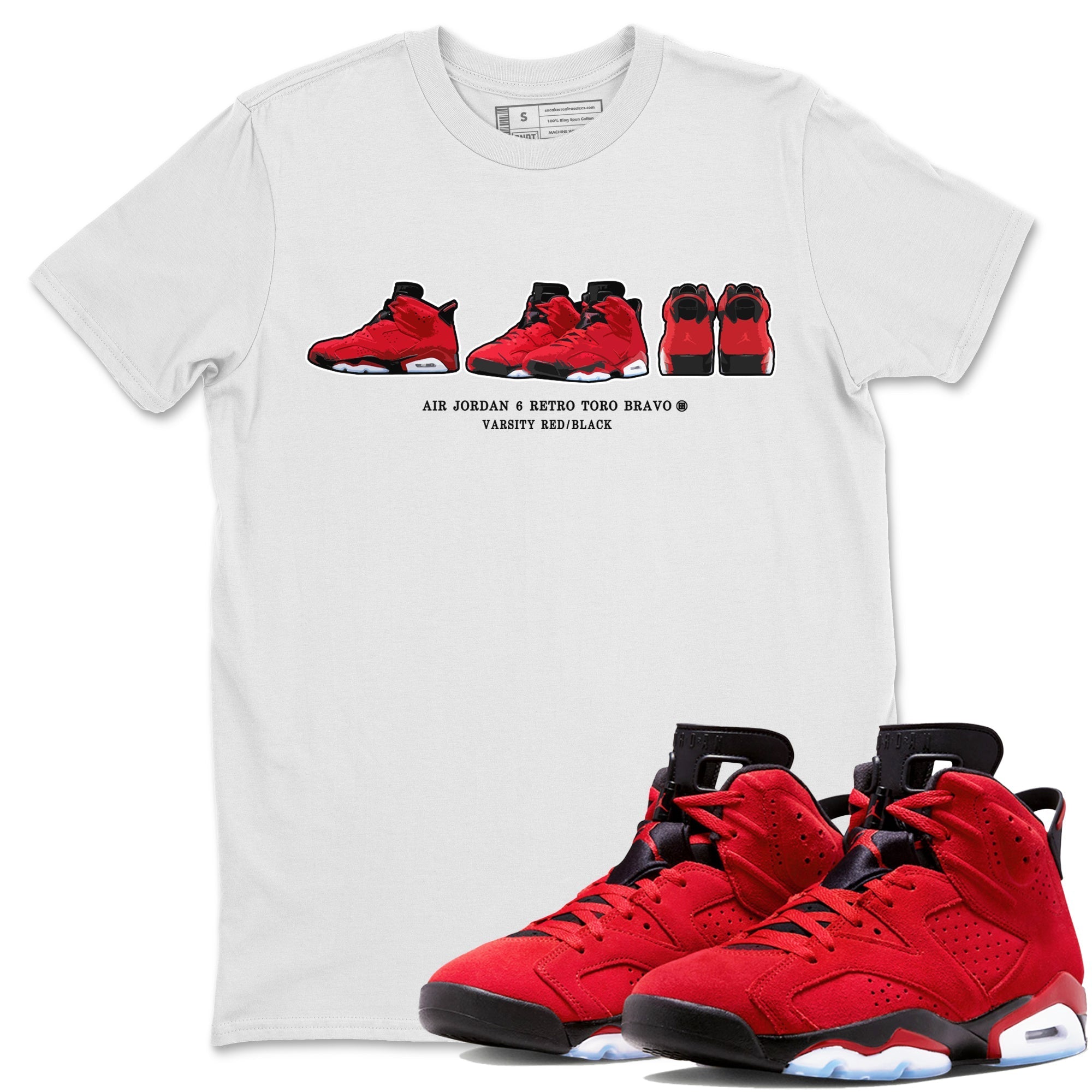 Air Jordan 6 Toro Bravo Sneaker Match Tees Sneaker Prelude Streetwear Sneaker Shirt Air Jordan 6 Toro Tees Unisex Shirts White 1
