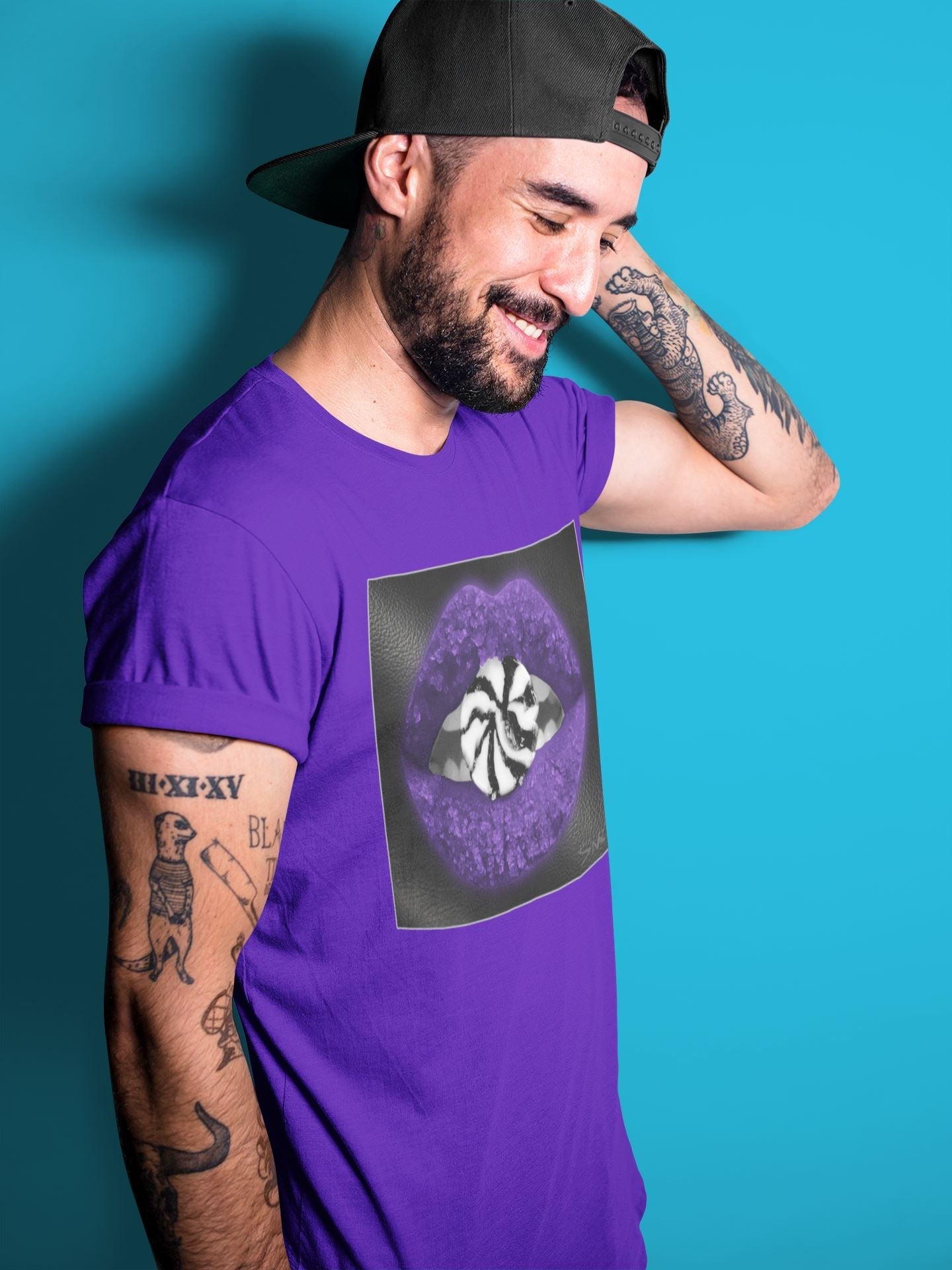 Jordan 1 Court Purple Sneaker Matching T-Shirt Lips Candy Sneaker Tees Jordan 1 Court Purple Sneaker Release Tees Crew Neck Tees