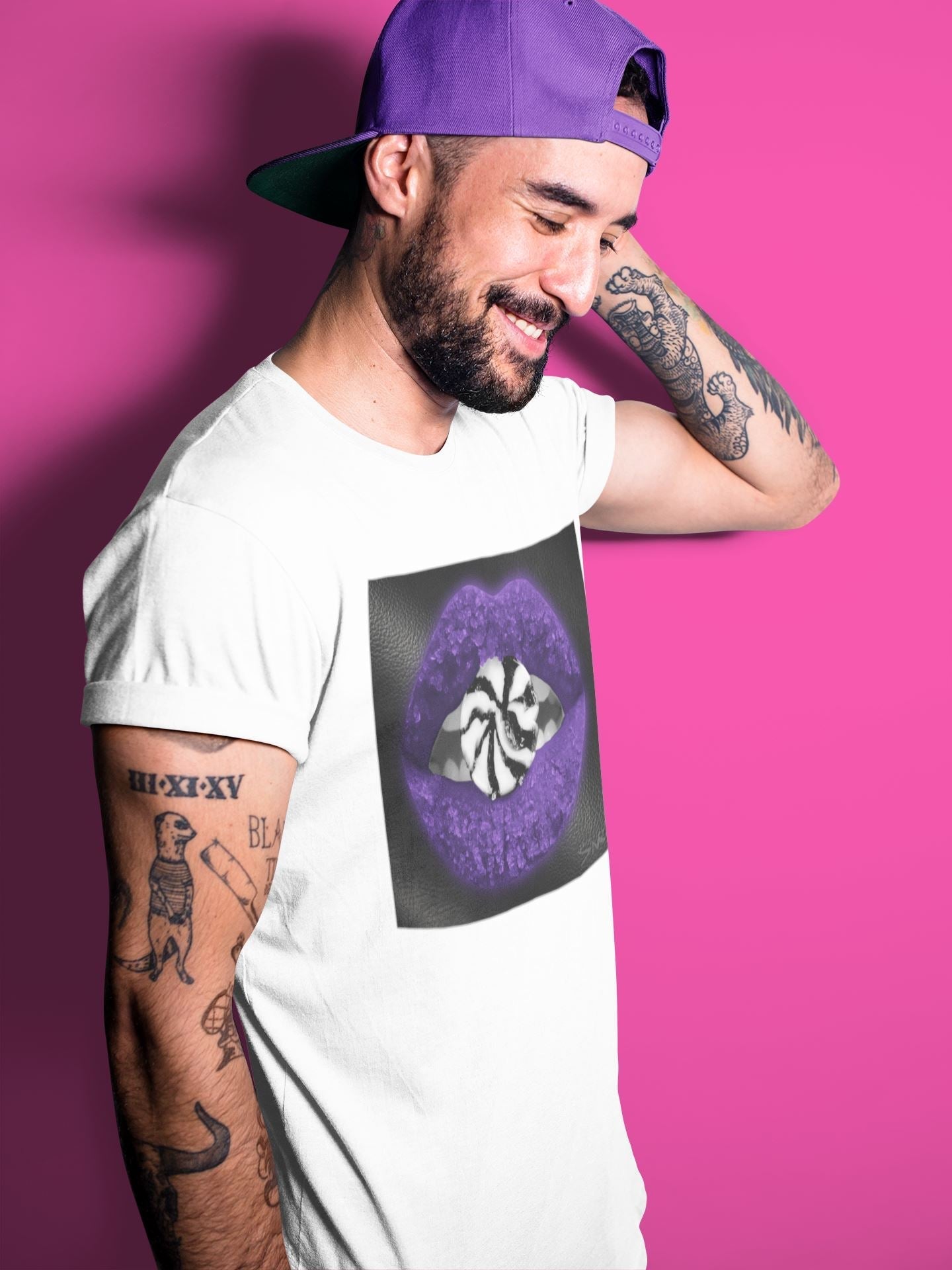 Jordan 1 Court Purple Sneaker Matching T-Shirt Lips Candy Sneaker Tees Jordan 1 Court Purple Sneaker Release Tees Crew Neck Tees