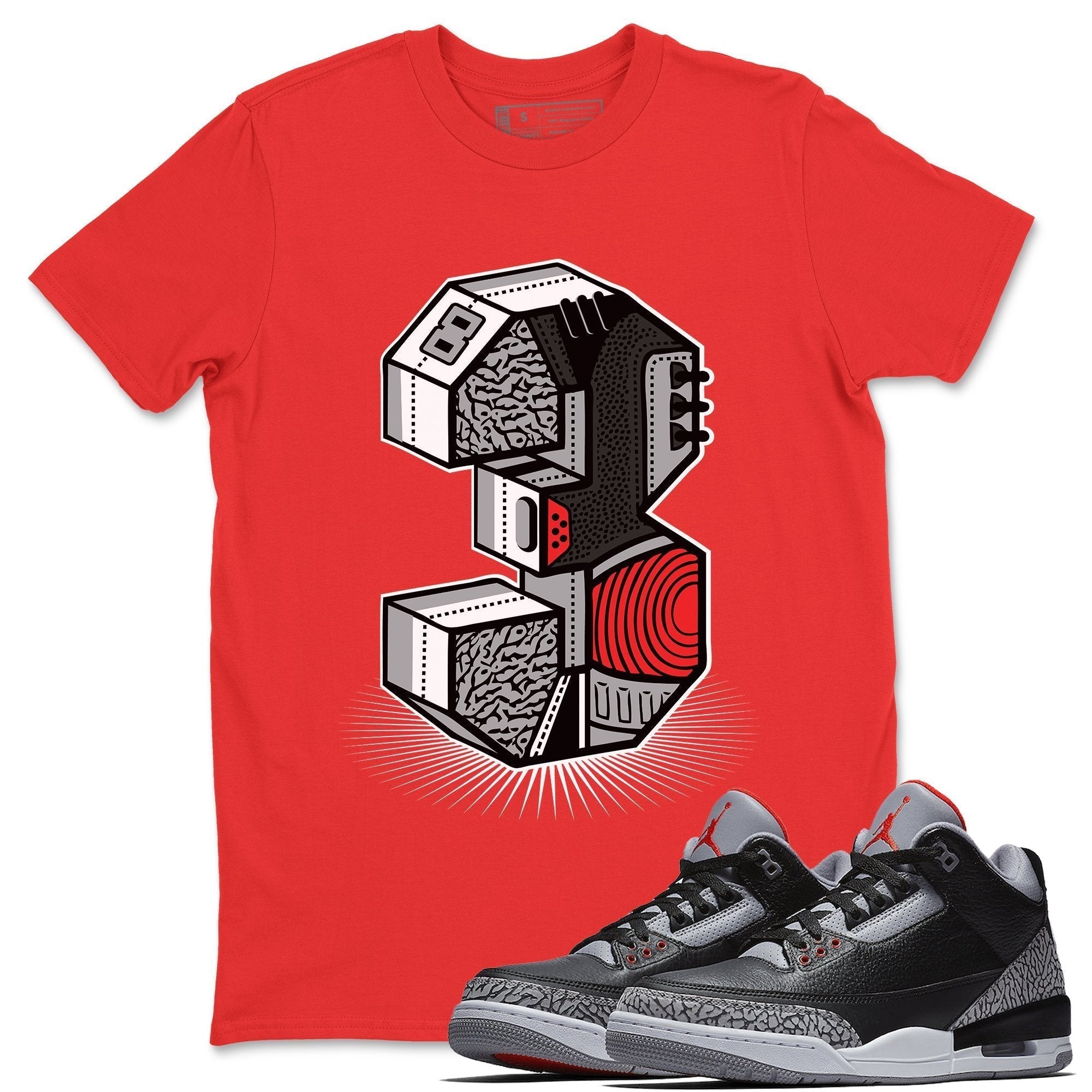 Jordan 3 Black Cement Shirt To Match Jordans Three Statue Sneaker Tees Jordan 3 Black Cement Drip Gear Zone Sneaker Matching Clothing Unisex Shirts