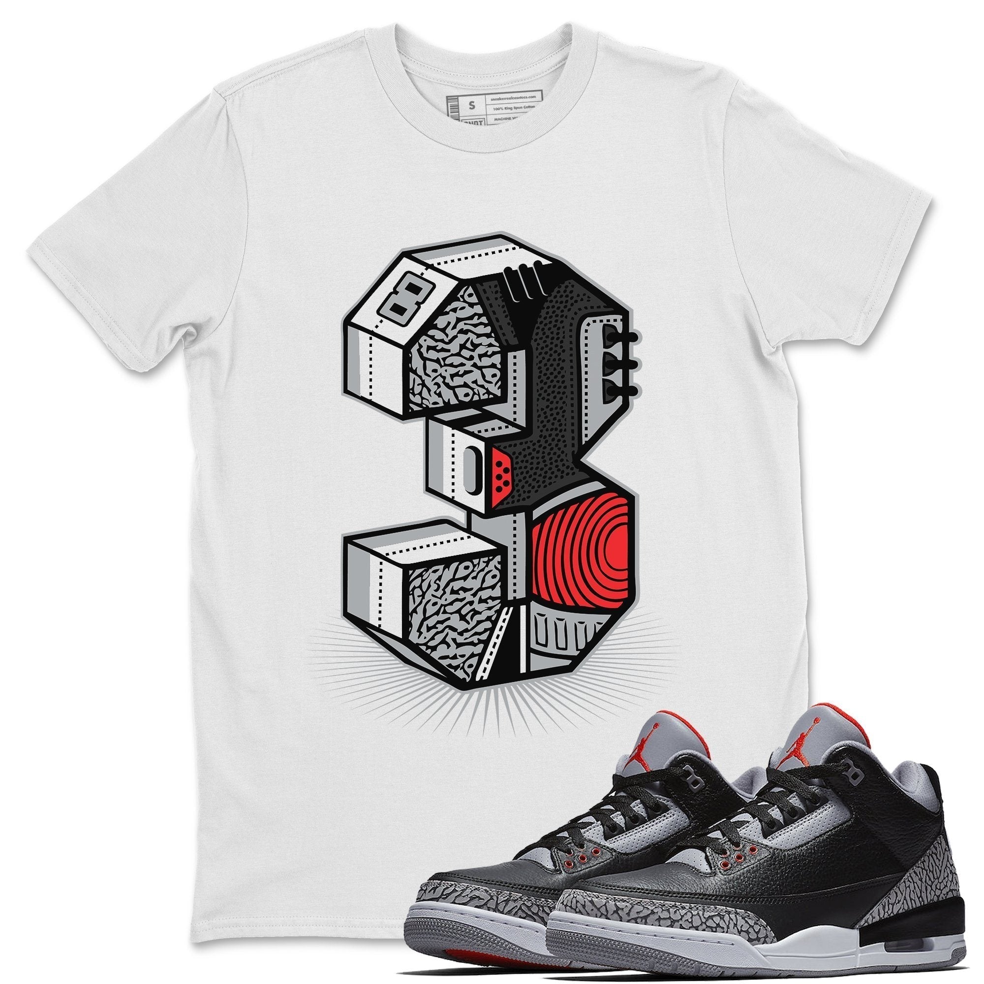 Jordan 3 Black Cement Shirt To Match Jordans Three Statue Sneaker Tees Jordan 3 Black Cement Drip Gear Zone Sneaker Matching Clothing Unisex Shirts