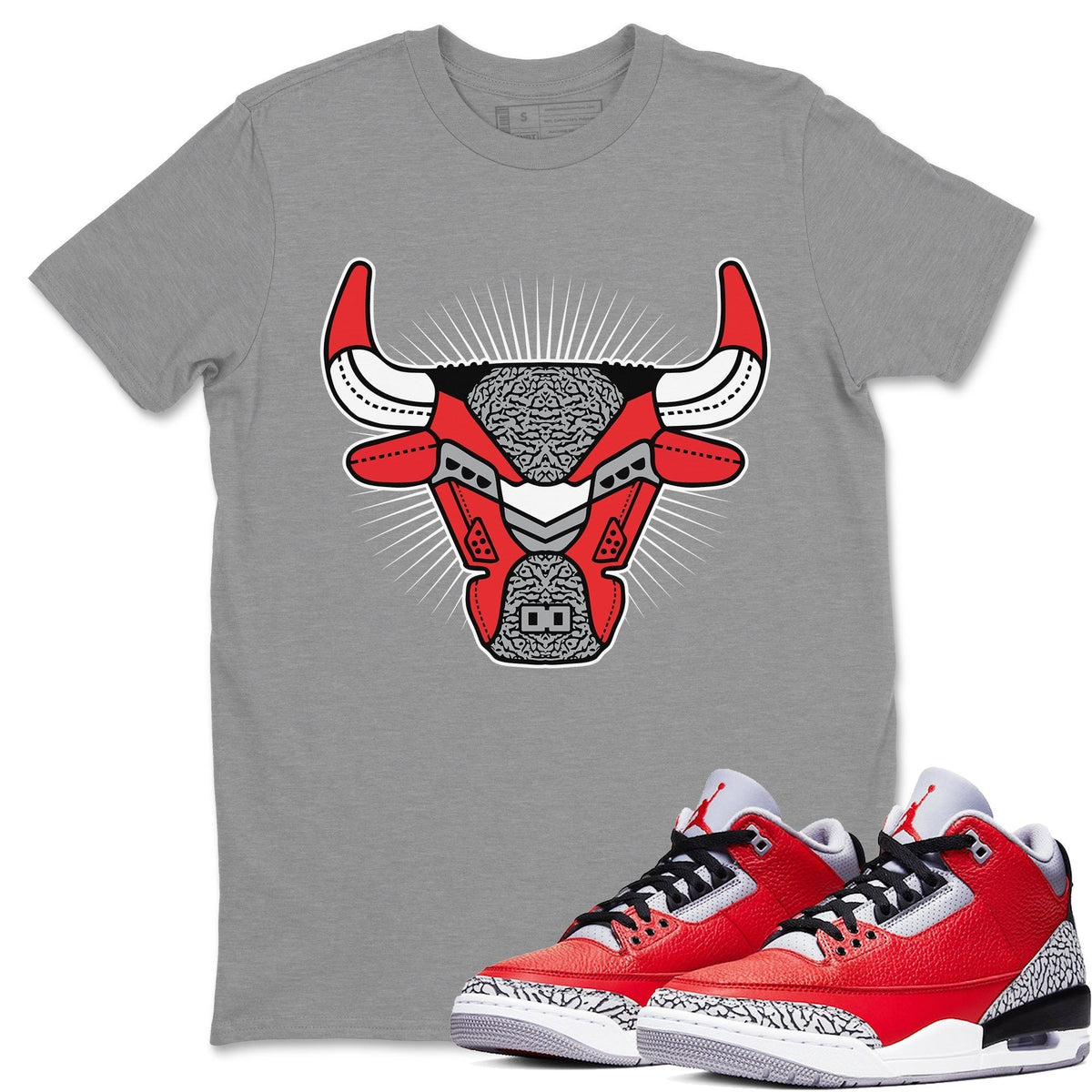 Jordan 3 Unite Shirt To Match Jordans AJ3 Bull Head Sneaker Tees Jordan 3 Unite Drip Gear Zone Sneaker Matching Clothing Unisex Shirts