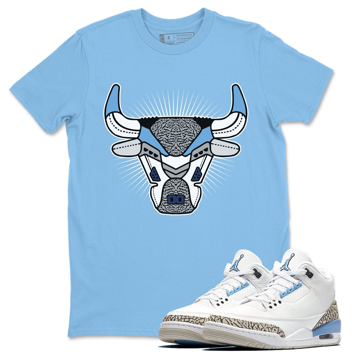 Jordan 3 Valor Blue Shirt To Match Jordans AJ3 Bull Head Sneaker Tees Jordan 3 Valor Blue Drip Gear Zone Sneaker Matching Clothing Unisex Shirts