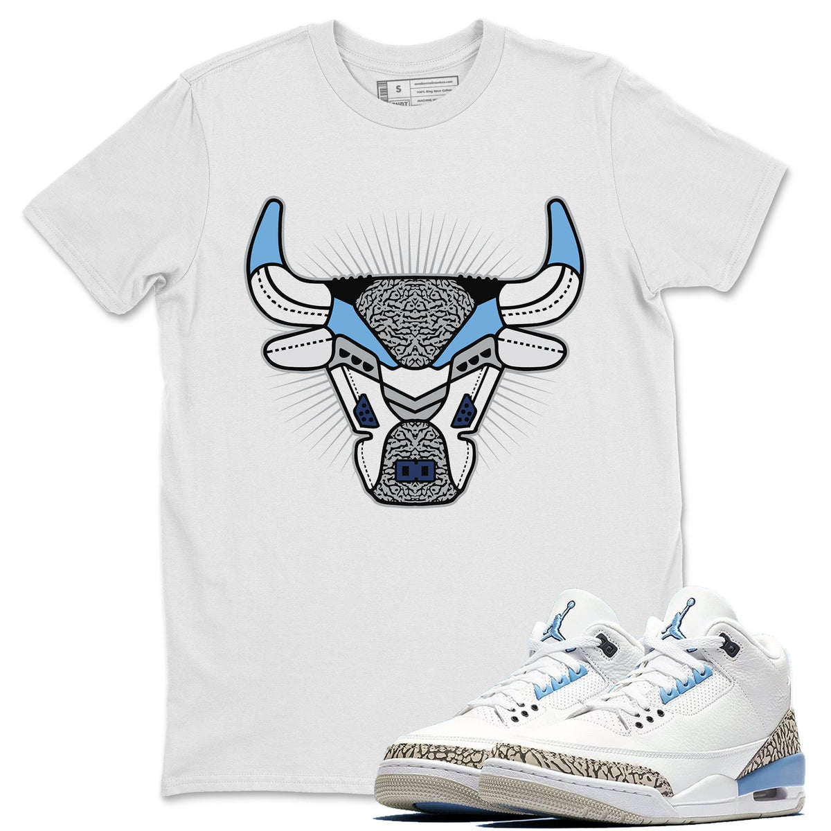 Jordan 3 Valor Blue Shirt To Match Jordans AJ3 Bull Head Sneaker Tees Jordan 3 Valor Blue Drip Gear Zone Sneaker Matching Clothing Unisex Shirts