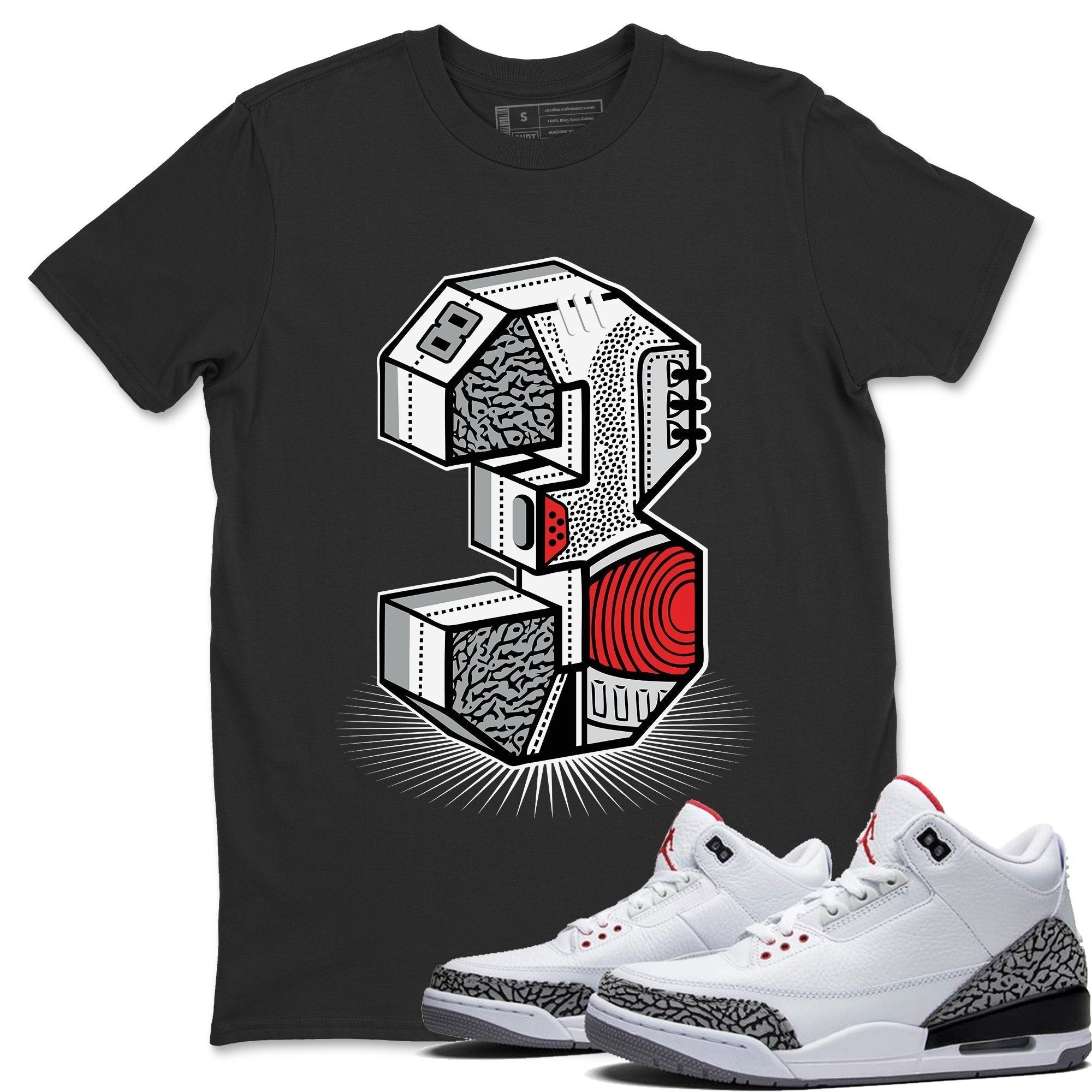 Jordan 3 White Cement Shirt To Match Jordans Three Statue Sneaker Tees Jordan 3 White Cement Drip Gear Zone Sneaker Matching Clothing Unisex Shirts