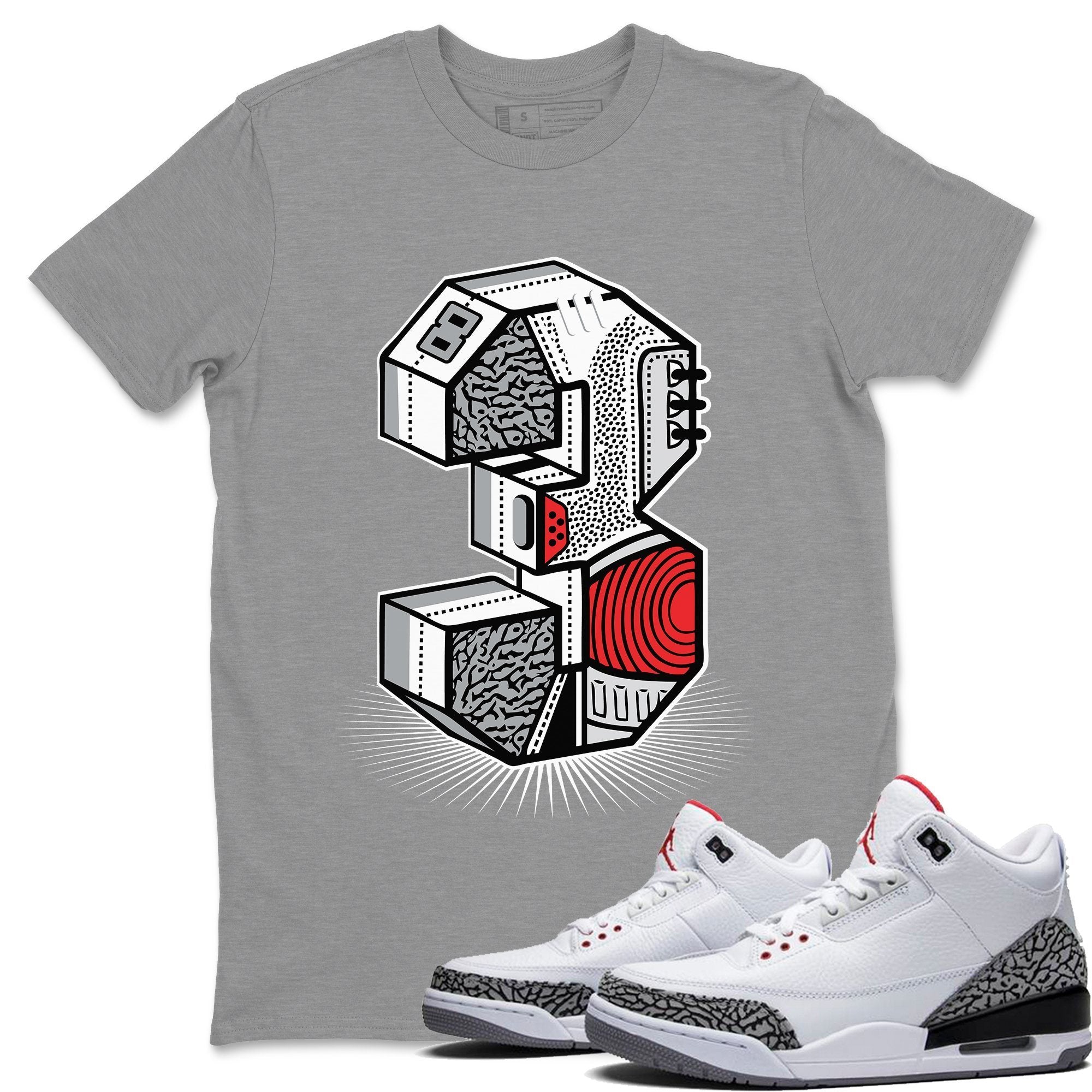 Jordan 3 White Cement Shirt To Match Jordans Three Statue Sneaker Tees Jordan 3 White Cement Drip Gear Zone Sneaker Matching Clothing Unisex Shirts