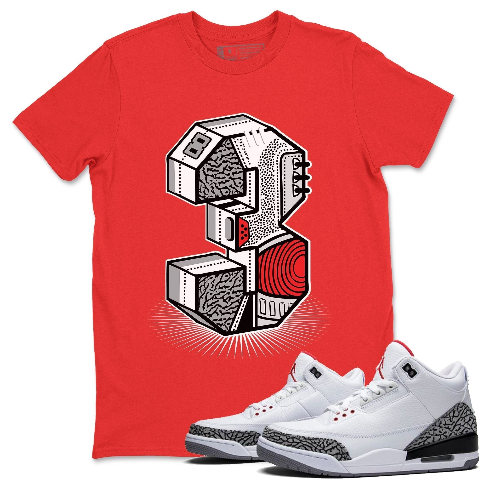 Jordan 3 White Cement Shirt To Match Jordans Three Statue Sneaker Tees Jordan 3 White Cement Drip Gear Zone Sneaker Matching Clothing Unisex Shirts