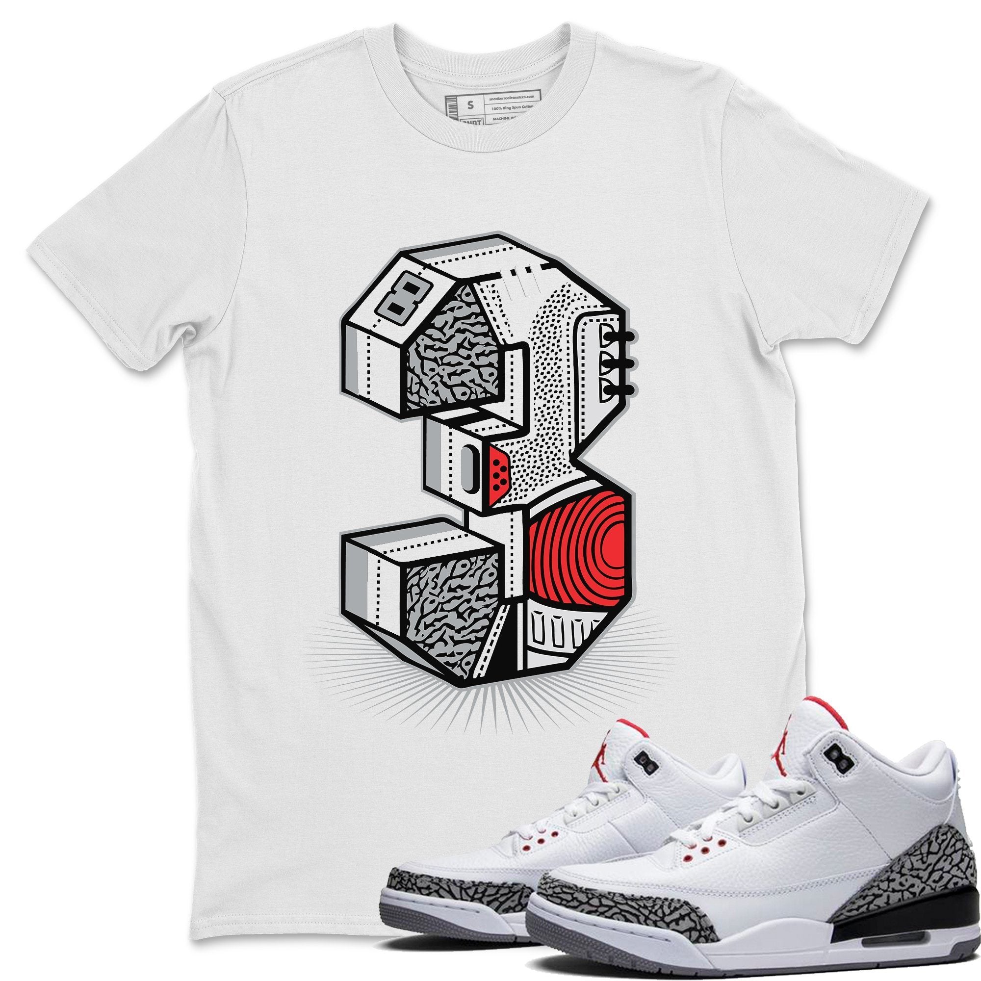 Jordan 3 White Cement Shirt To Match Jordans Three Statue Sneaker Tees Jordan 3 White Cement Drip Gear Zone Sneaker Matching Clothing Unisex Shirts
