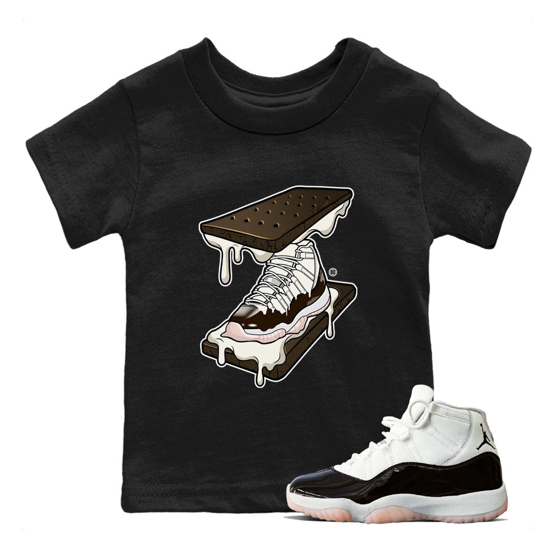 Air Jordan 11 Neapolitan shirt to match jordans Sneaker Sandwich special sneaker matching tees Jordan 11 WMNS Neapolitan Drip Gear Zone Baby Toddler Black 1 T-Shirt