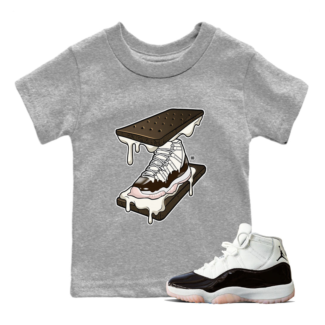 Air Jordan 11 Neapolitan shirt to match jordans Sneaker Sandwich special sneaker matching tees Jordan 11 WMNS Neapolitan Drip Gear Zone Baby Toddler Heather Grey 1 T-Shirt
