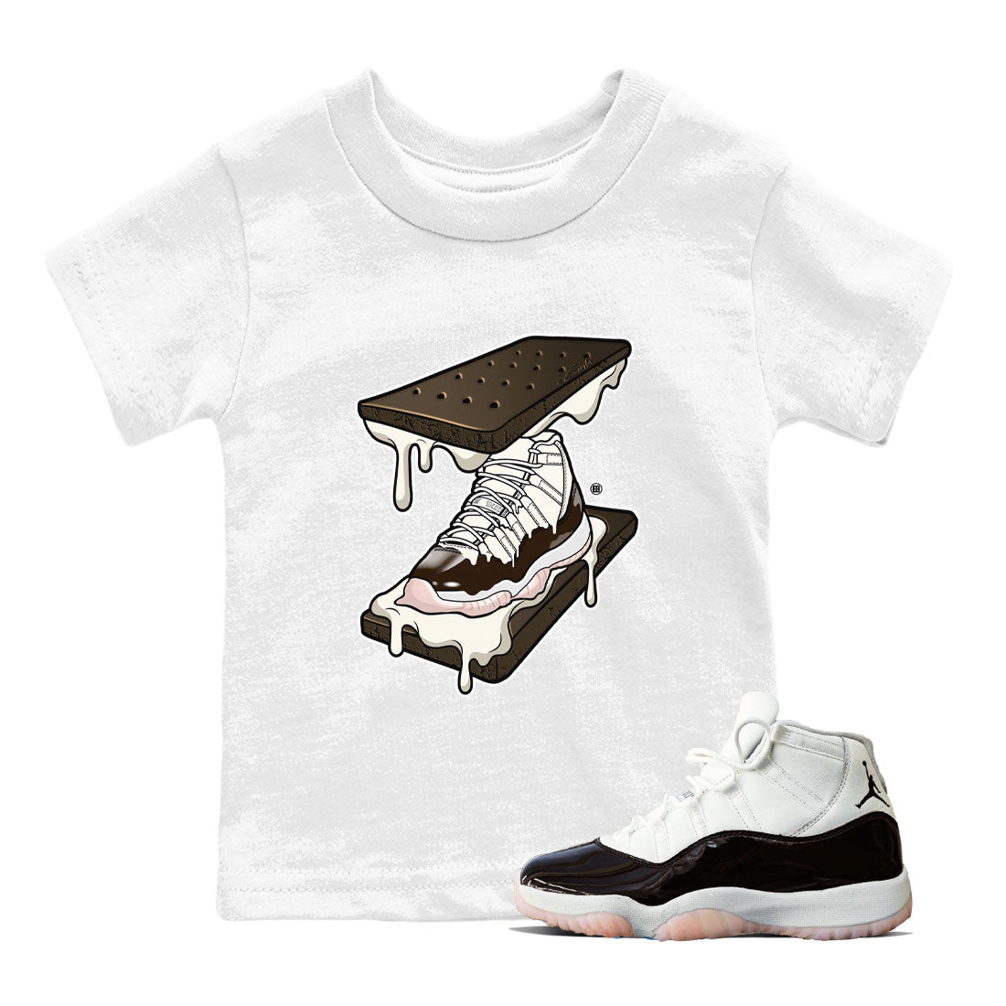 Air Jordan 11 Neapolitan shirt to match jordans Sneaker Sandwich special sneaker matching tees Jordan 11 WMNS Neapolitan Drip Gear Zone Baby Toddler White 1 T-Shirt