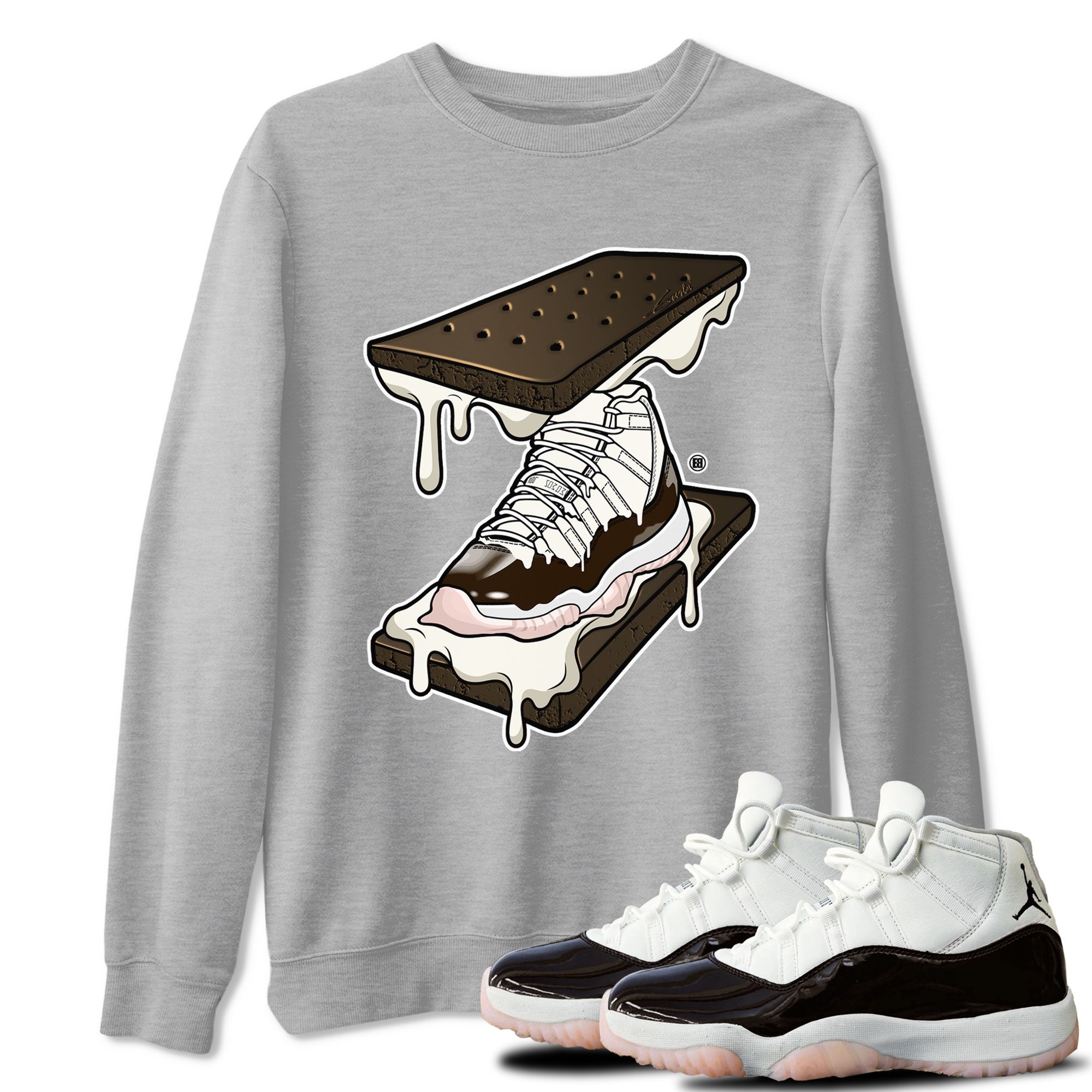 Air Jordan 11 Neapolitan shirt to match jordans Sneaker Sandwich special sneaker matching tees Jordan 11 WMNS Neapolitan Drip Gear Zone Unisex Heather Grey 1 T-Shirt