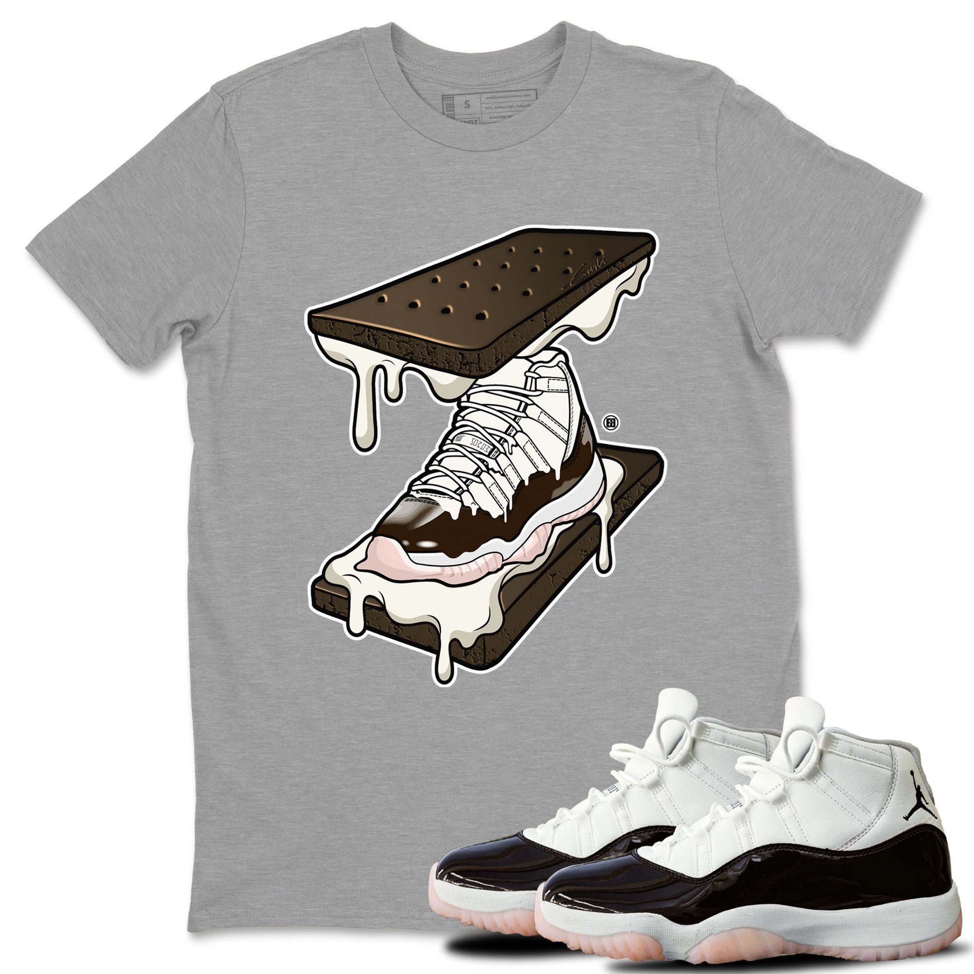 Air Jordan 11 Neapolitan shirt to match jordans Sneaker Sandwich special sneaker matching tees Jordan 11 WMNS Neapolitan Drip Gear Zone Unisex Heather Grey 1 T-Shirt