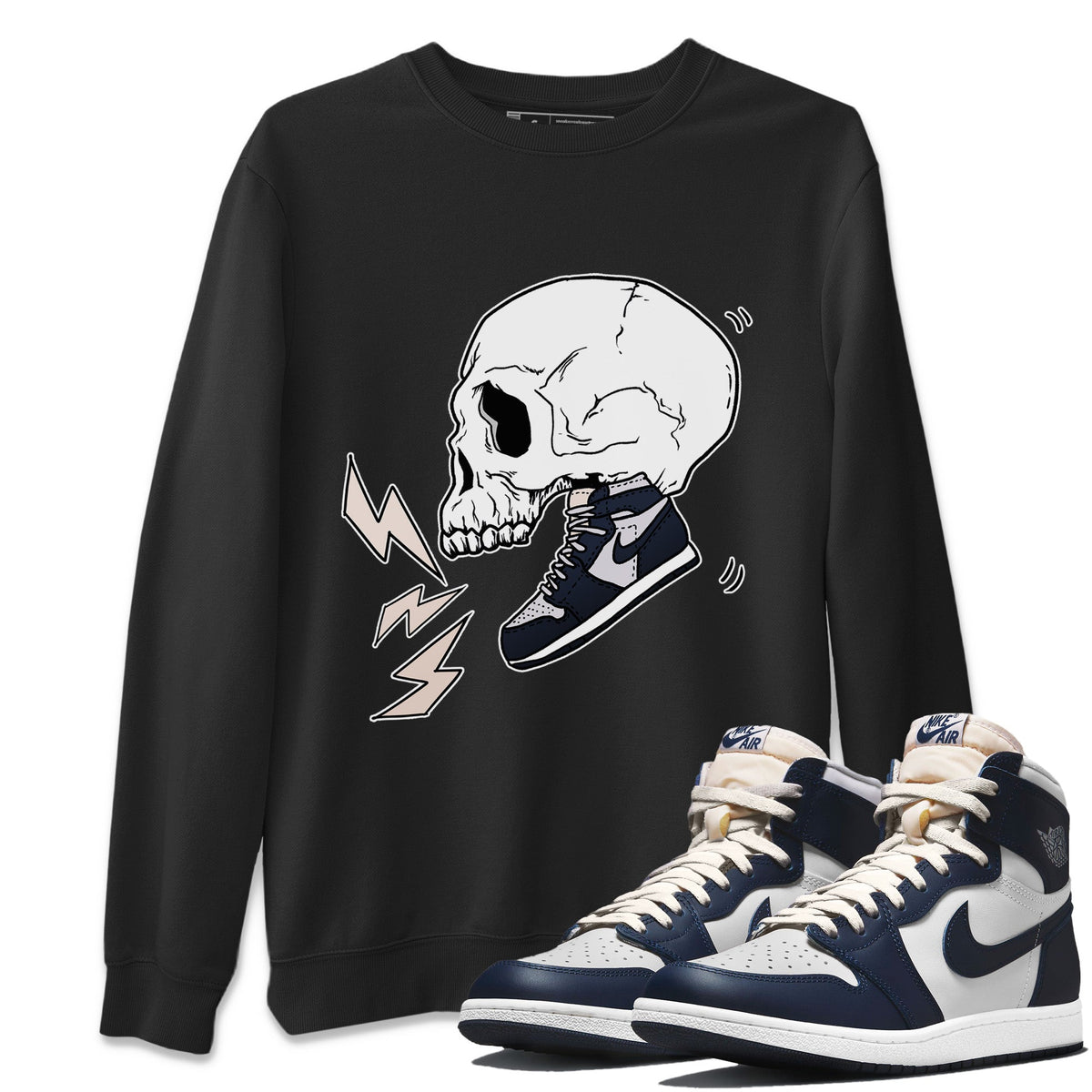 Jordan 1 85 Georgetown Sneaker Match Tees Sneaker Skull Sneaker Tees Jordan 1 85 Georgetown Jordan to match sneaker T-Shirt Crew Neck Shirts