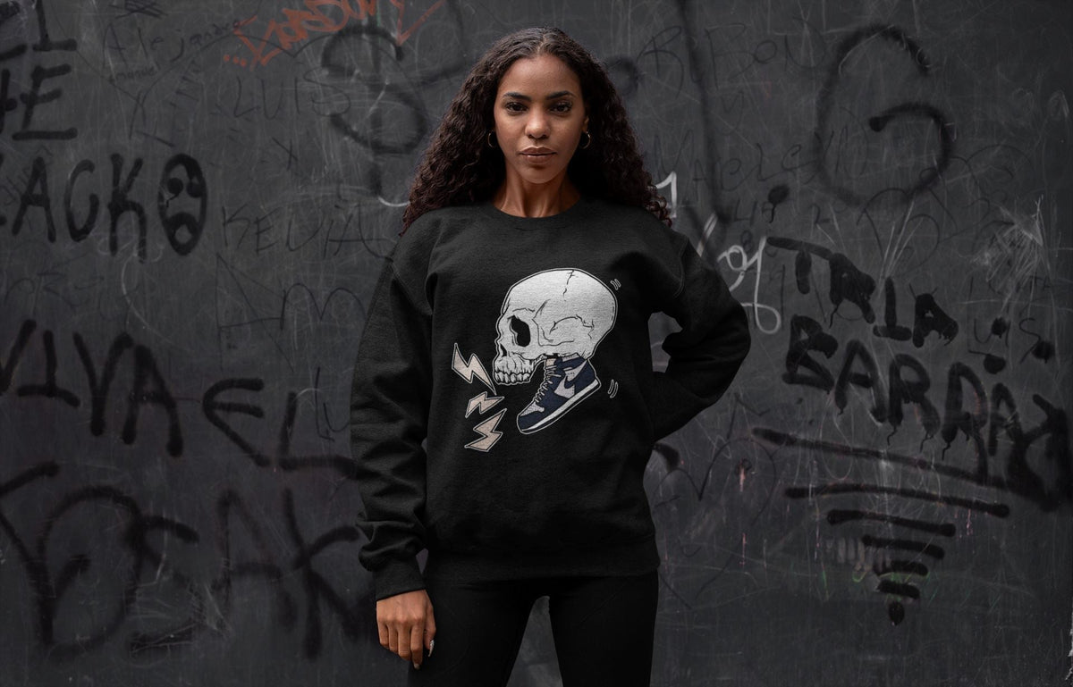 Jordan 1 85 Georgetown Sneaker Match Tees Sneaker Skull Sneaker Tees Jordan 1 85 Georgetown Jordan to match sneaker T-Shirt Crew Neck Shirts