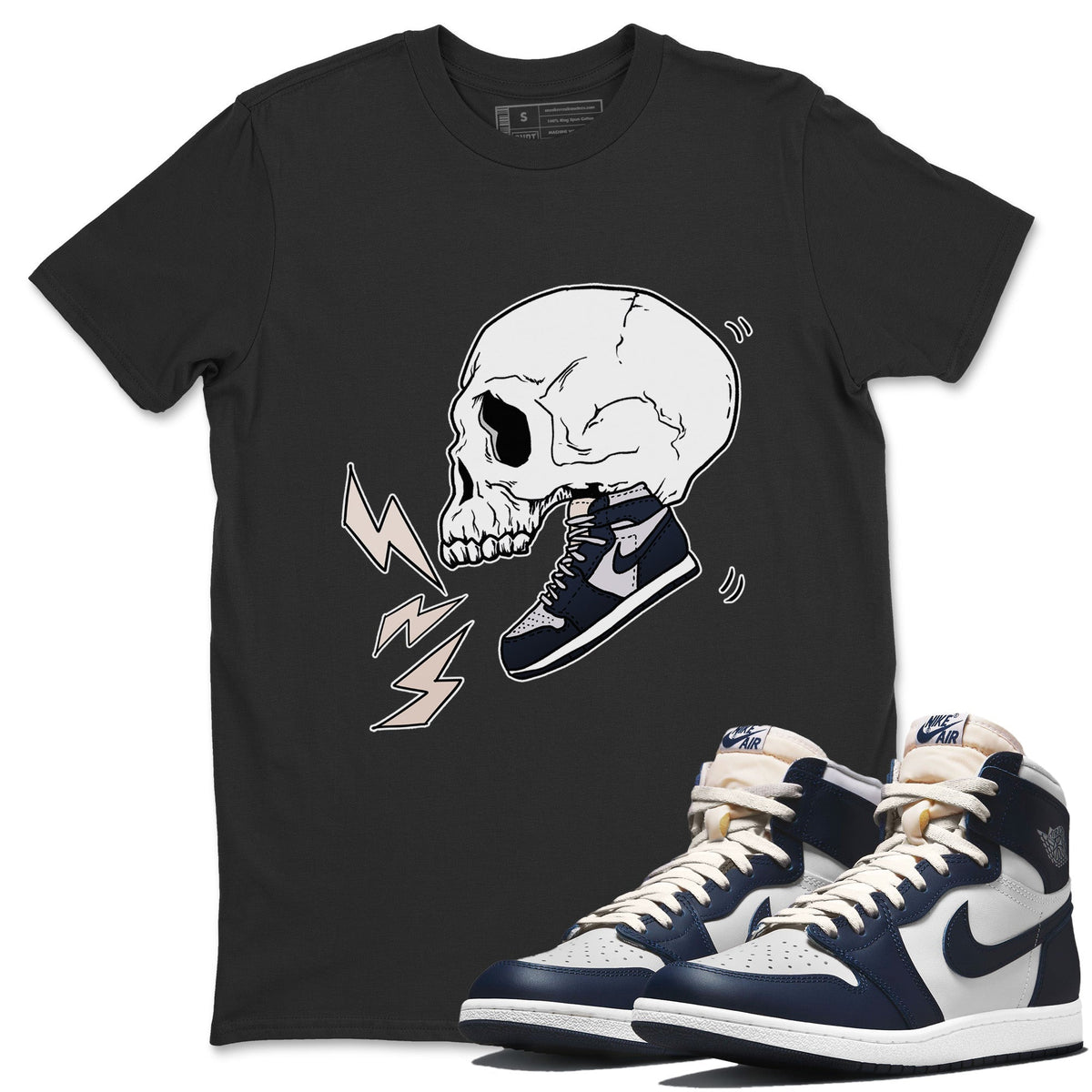 Jordan 1 85 Georgetown Sneaker Match Tees Sneaker Skull Sneaker Tees Jordan 1 85 Georgetown Jordan to match sneaker T-Shirt Crew Neck Shirts