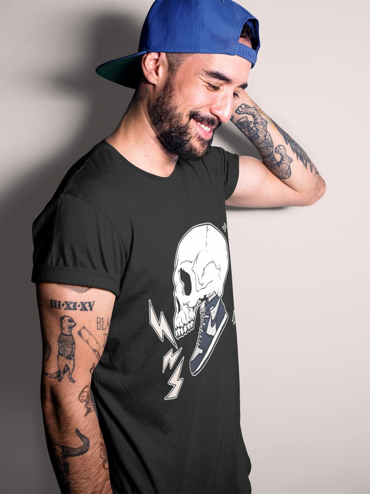 Jordan 1 85 Georgetown Sneaker Match Tees Sneaker Skull Sneaker Tees Jordan 1 85 Georgetown Jordan to match sneaker T-Shirt Crew Neck Shirts