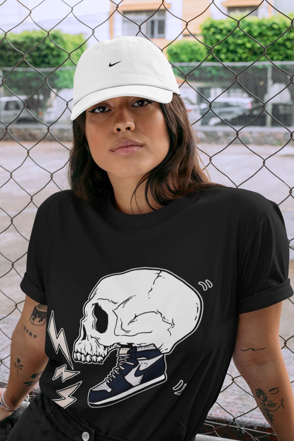 Jordan 1 85 Georgetown Sneaker Match Tees Sneaker Skull Sneaker Tees Jordan 1 85 Georgetown Jordan to match sneaker T-Shirt Crew Neck Shirts