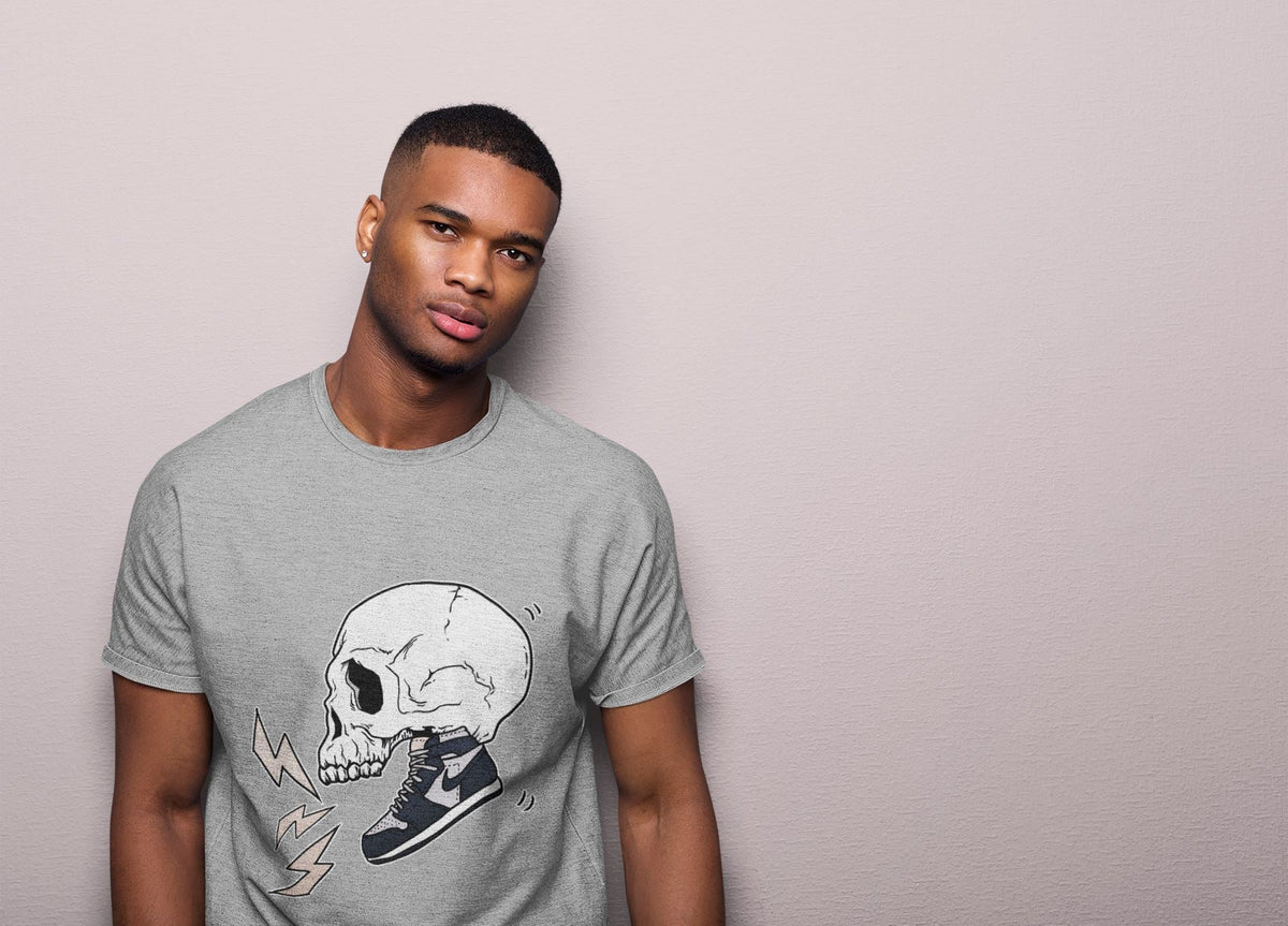 Jordan 1 85 Georgetown Sneaker Match Tees Sneaker Skull Sneaker Tees Jordan 1 85 Georgetown Jordan to match sneaker T-Shirt Crew Neck Shirts