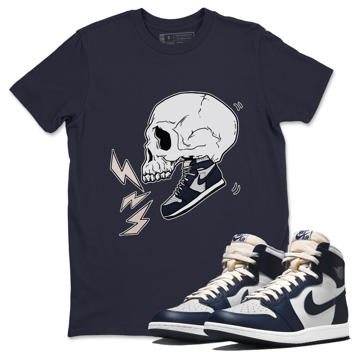 Jordan 1 85 Georgetown Sneaker Match Tees Sneaker Skull Sneaker Tees Jordan 1 85 Georgetown Jordan to match sneaker T-Shirt Crew Neck Shirts