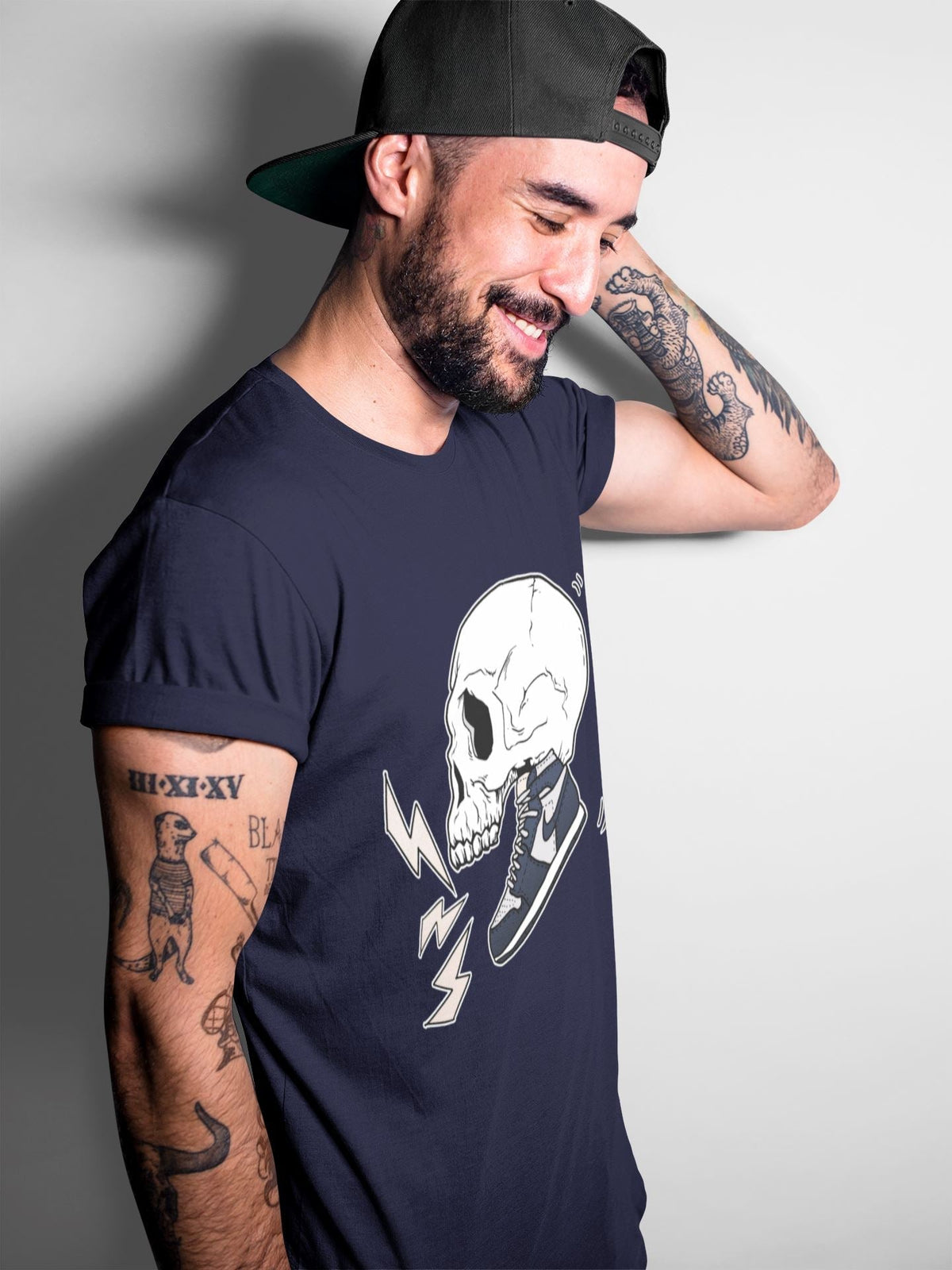 Jordan 1 85 Georgetown Sneaker Match Tees Sneaker Skull Sneaker Tees Jordan 1 85 Georgetown Jordan to match sneaker T-Shirt Crew Neck Shirts