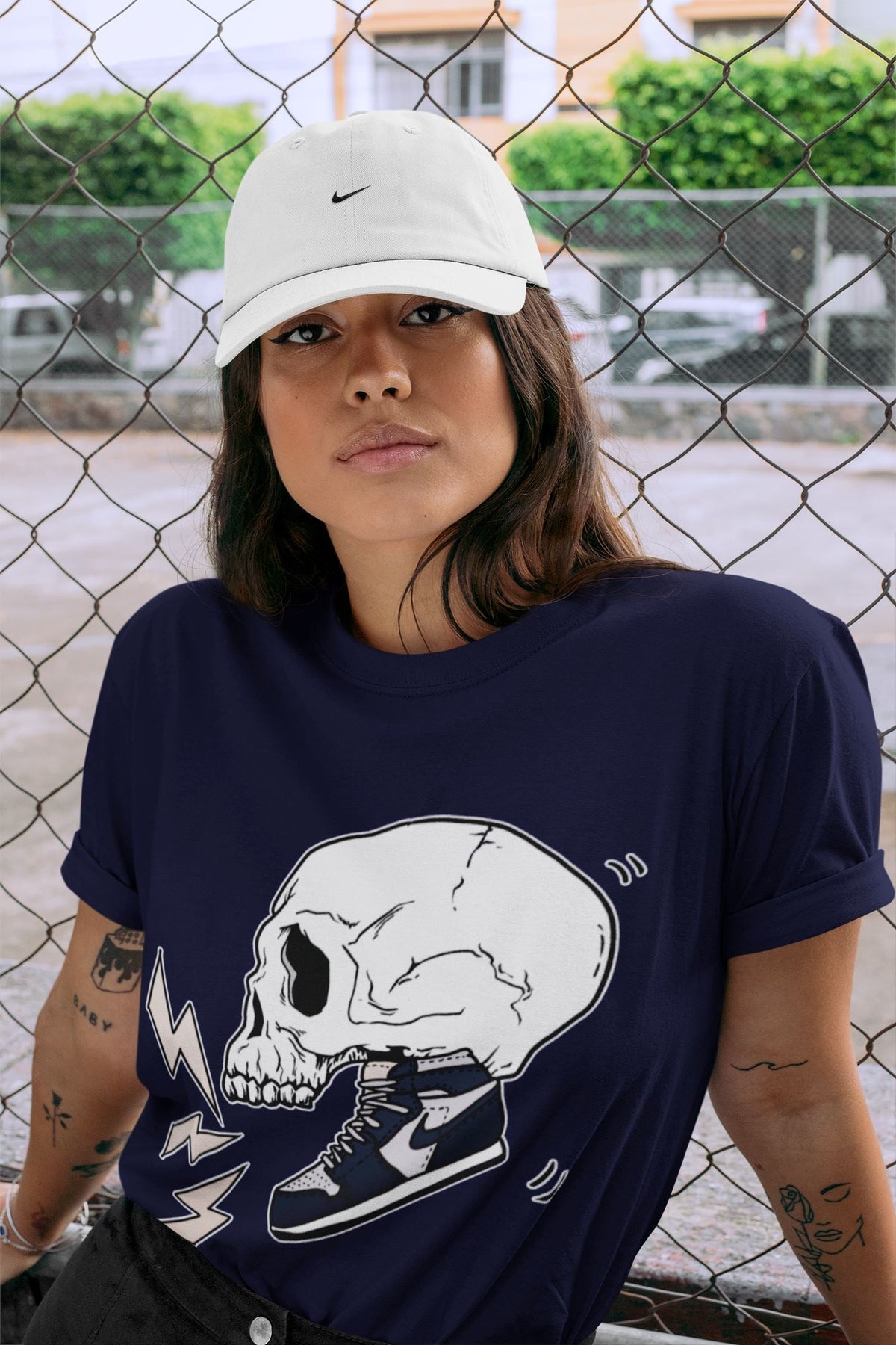 Jordan 1 85 Georgetown Sneaker Match Tees Sneaker Skull Sneaker Tees Jordan 1 85 Georgetown Jordan to match sneaker T-Shirt Crew Neck Shirts